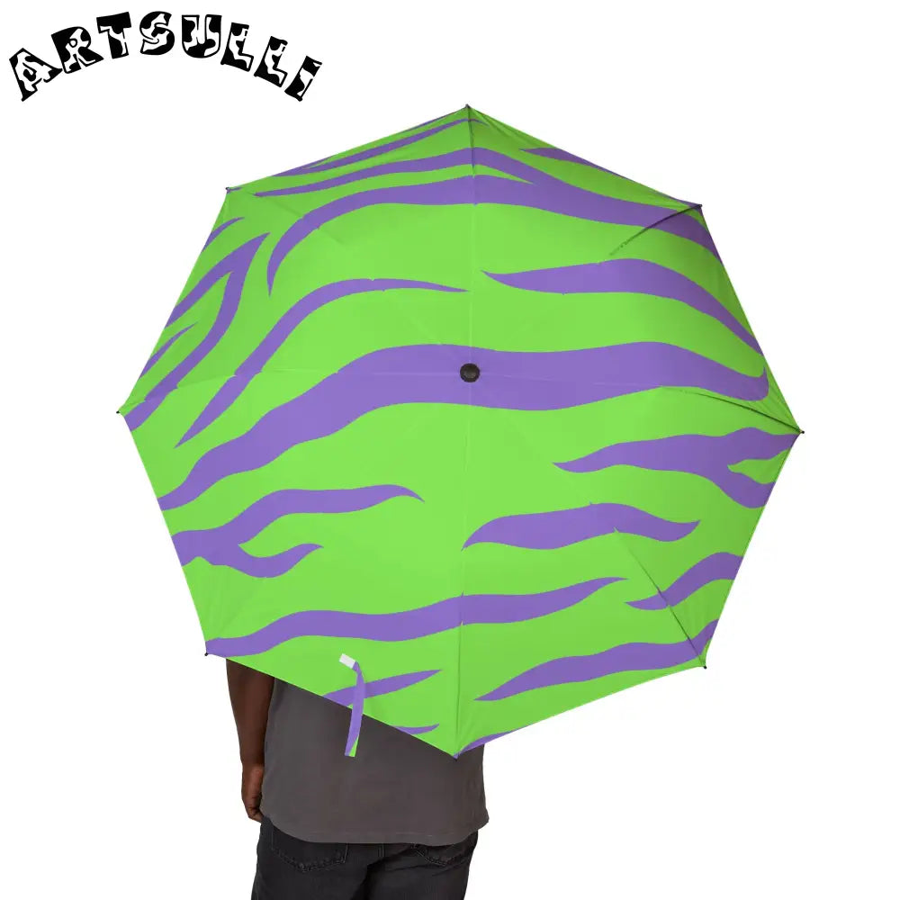 JAKKOUTTHEBXX Tyrannosaurus Print Green and Purple Semi-Automatic