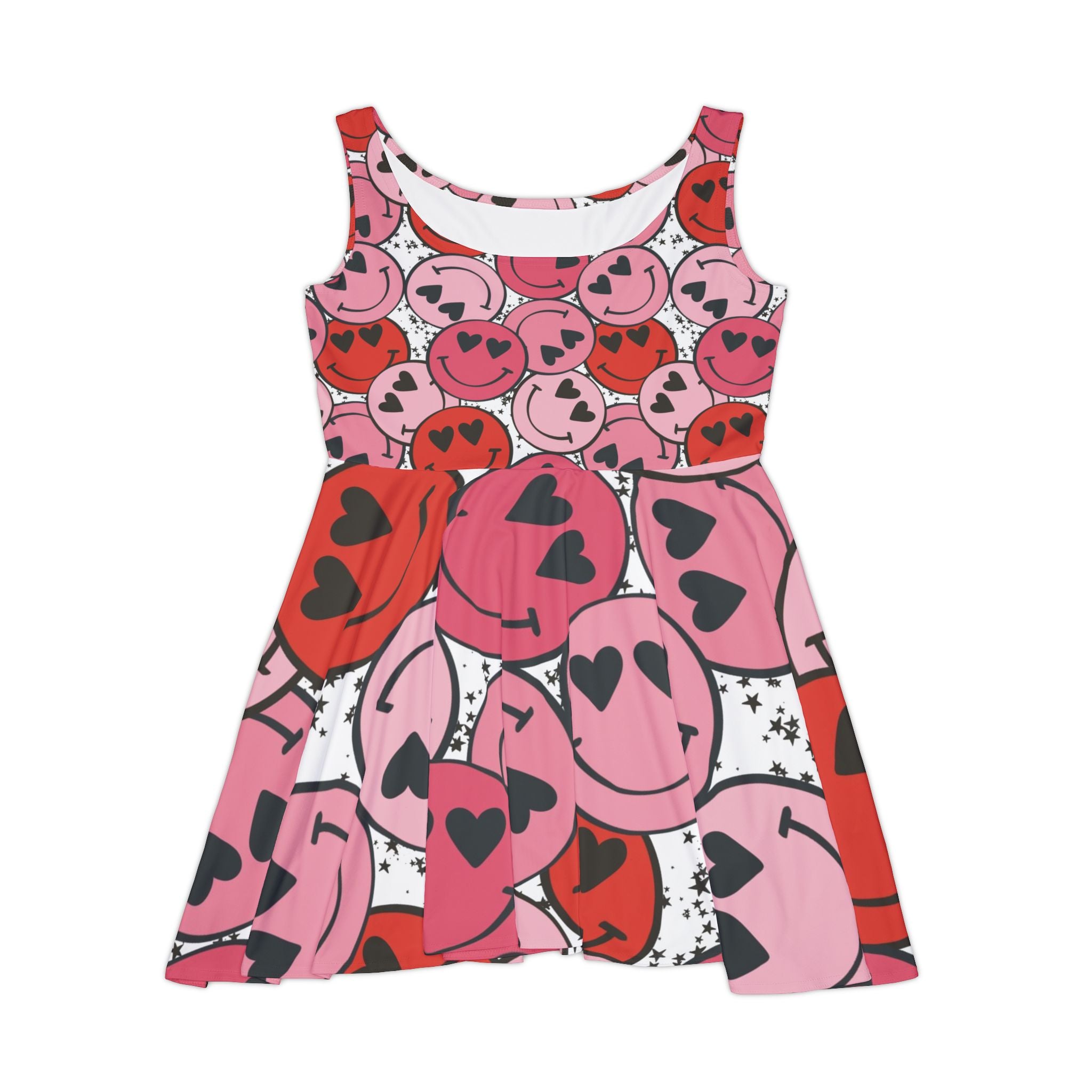 Smiley Face x Heart Eyes II Pink and Red Women's Skater Dress (AOP), Artsulli - Art is Long, Life is Short, All Over Prints, Size, XS, , , , , 20124472698980568018