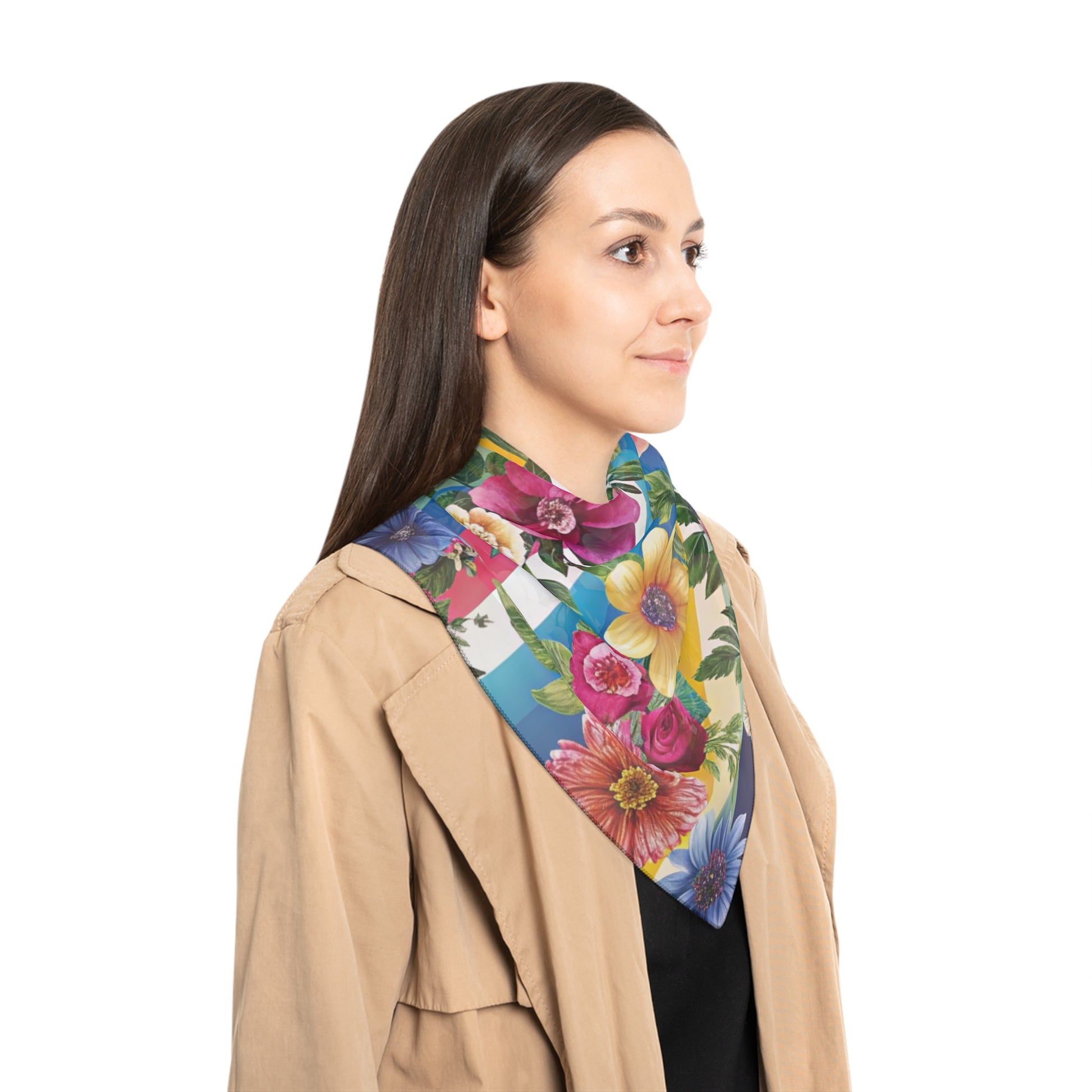 Floral Stripe 4K Poly Scarf, Artsulli - Art is Long, Life is Short, Accessories, , , , , , , 