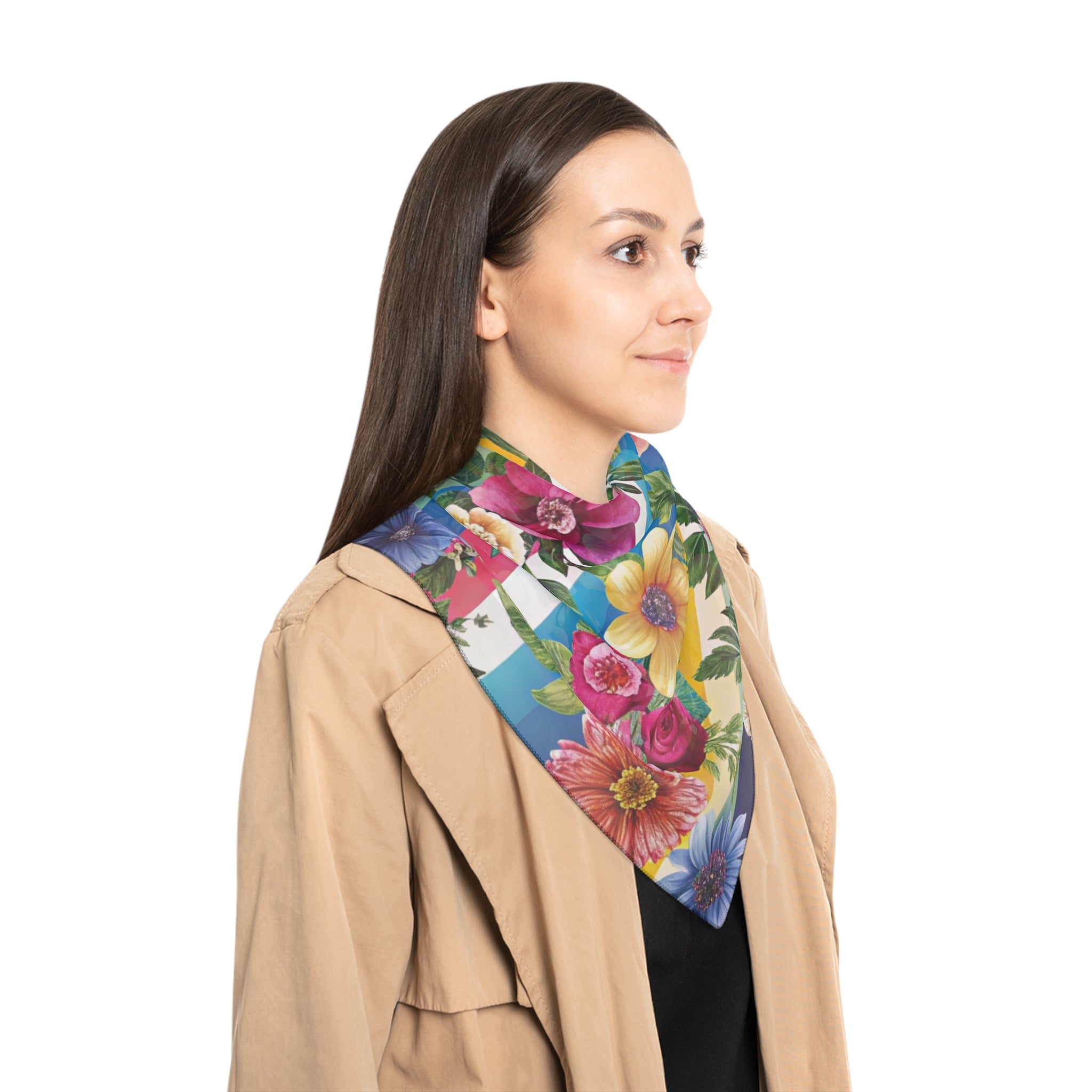Floral Stripe 4K Poly Scarf, Artsulli - Art is Long, Life is Short, Accessories, , , , , , , 