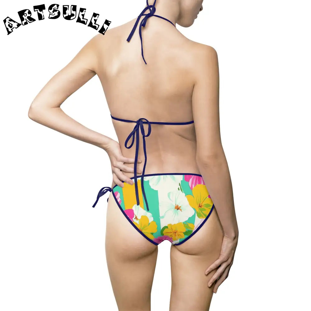 JAKKOUTTHEBXX Sublimation Technique Floral Halter Bikini Swimsuit