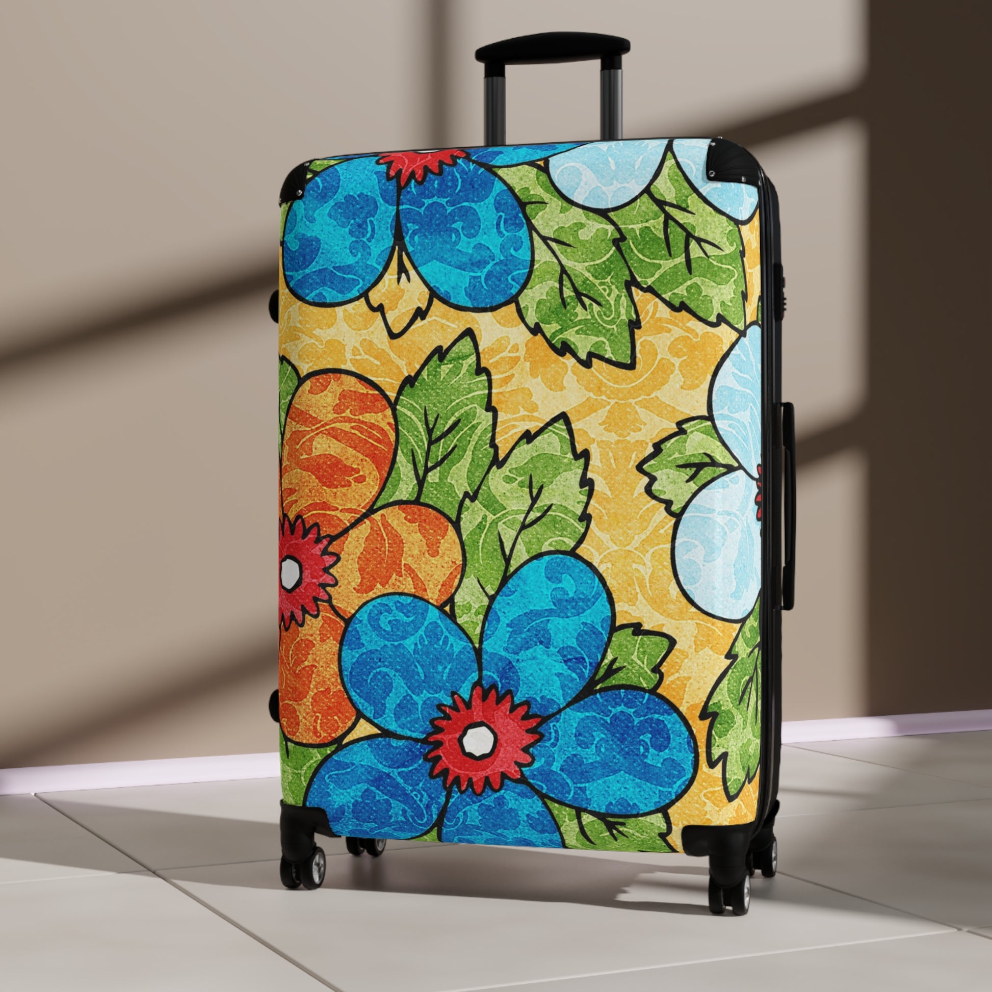 Groovy Yellow Floral Kl Suitcase, Artsulli - Art is Long, Life is Short, Bags, , , , , , , 