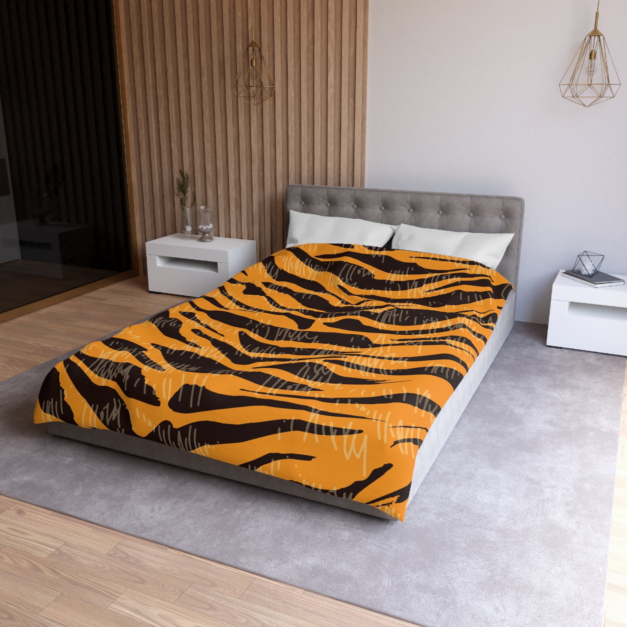 Tiger Scratches Orange & Black Microfiber Duvet Cover, Artsulli - Art is Long, Life is Short, Home Decor, , , , , , , 