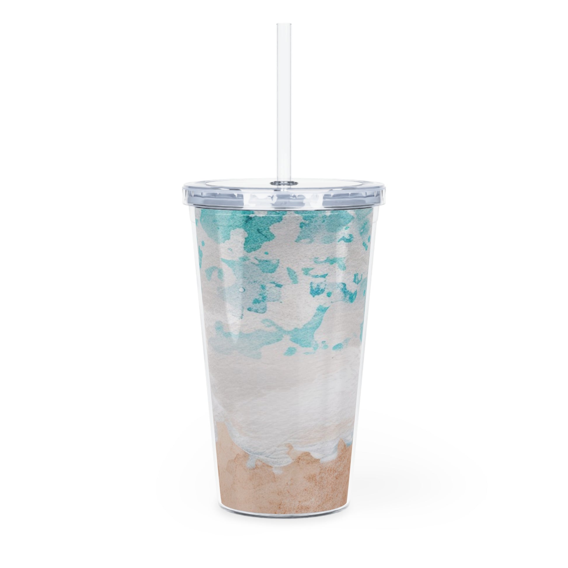 Seashore Plastic Tumbler with Straw, Artsulli - Art is Long, Life is Short, Mug, , , , , , , 