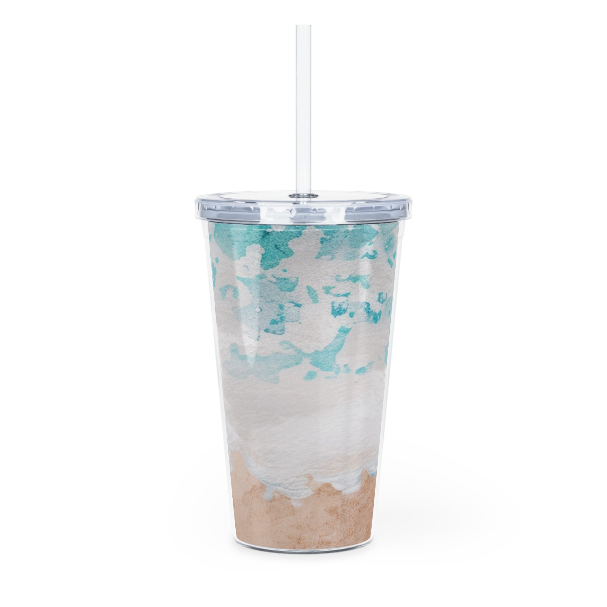 Seashore Plastic Tumbler with Straw, Artsulli - Art is Long, Life is Short, Mug, , , , , , , 