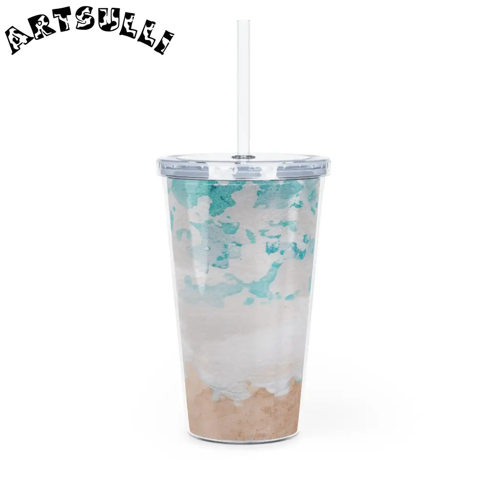 JAKKOUTTHEBXX Teal Abstract Artistic Work Plastic Tumbler