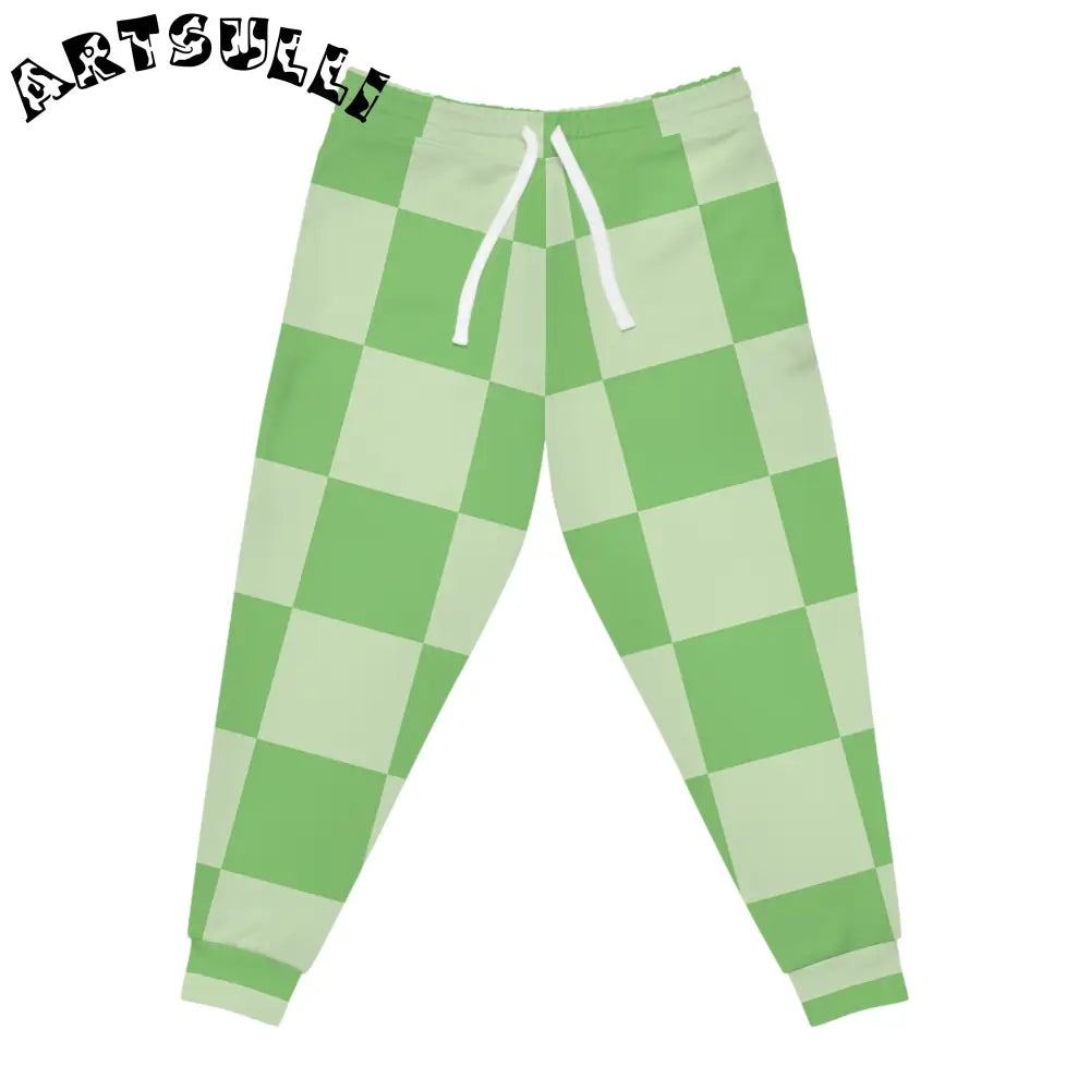JAKKOUTTHEBXX Checkerboard Green Athletic Joggers (AOP)