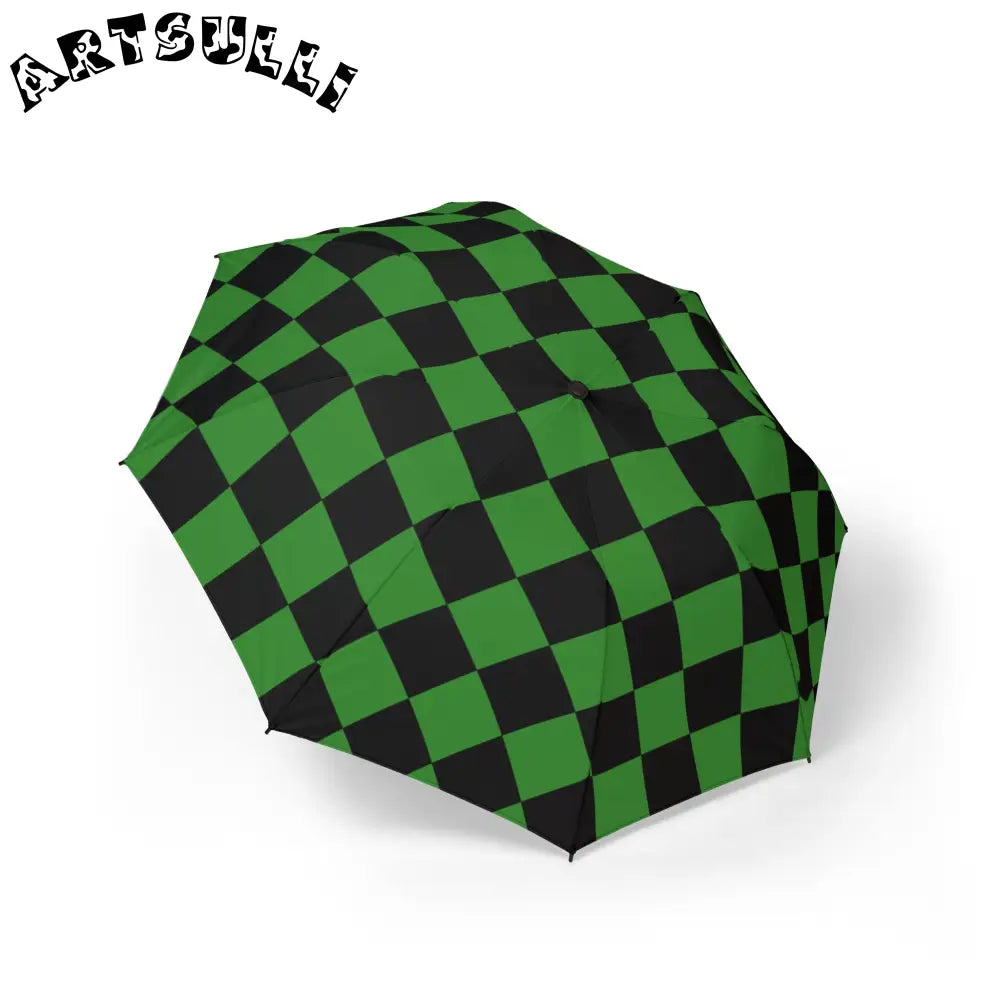 JAKKOUTTHEBXX Checkerboard Green and Black Semi-Automatic Foldable