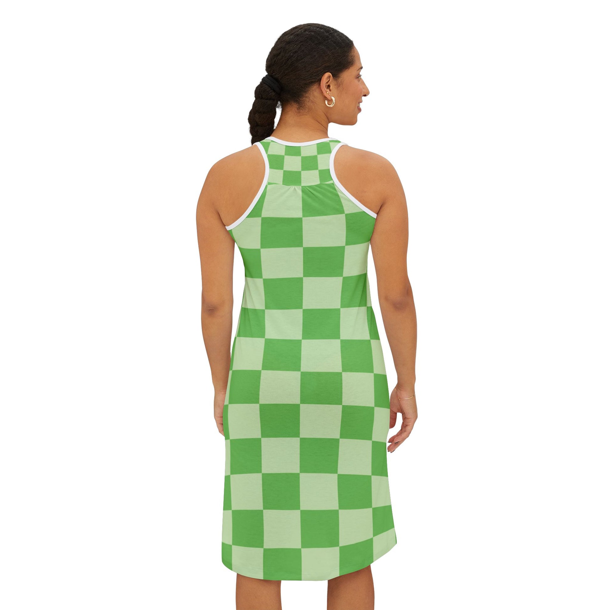 Checkerboard Green Women's Racerback Dress (AOP), Artsulli - Art is Long, Life is Short, Tank Top, , , , , , , 