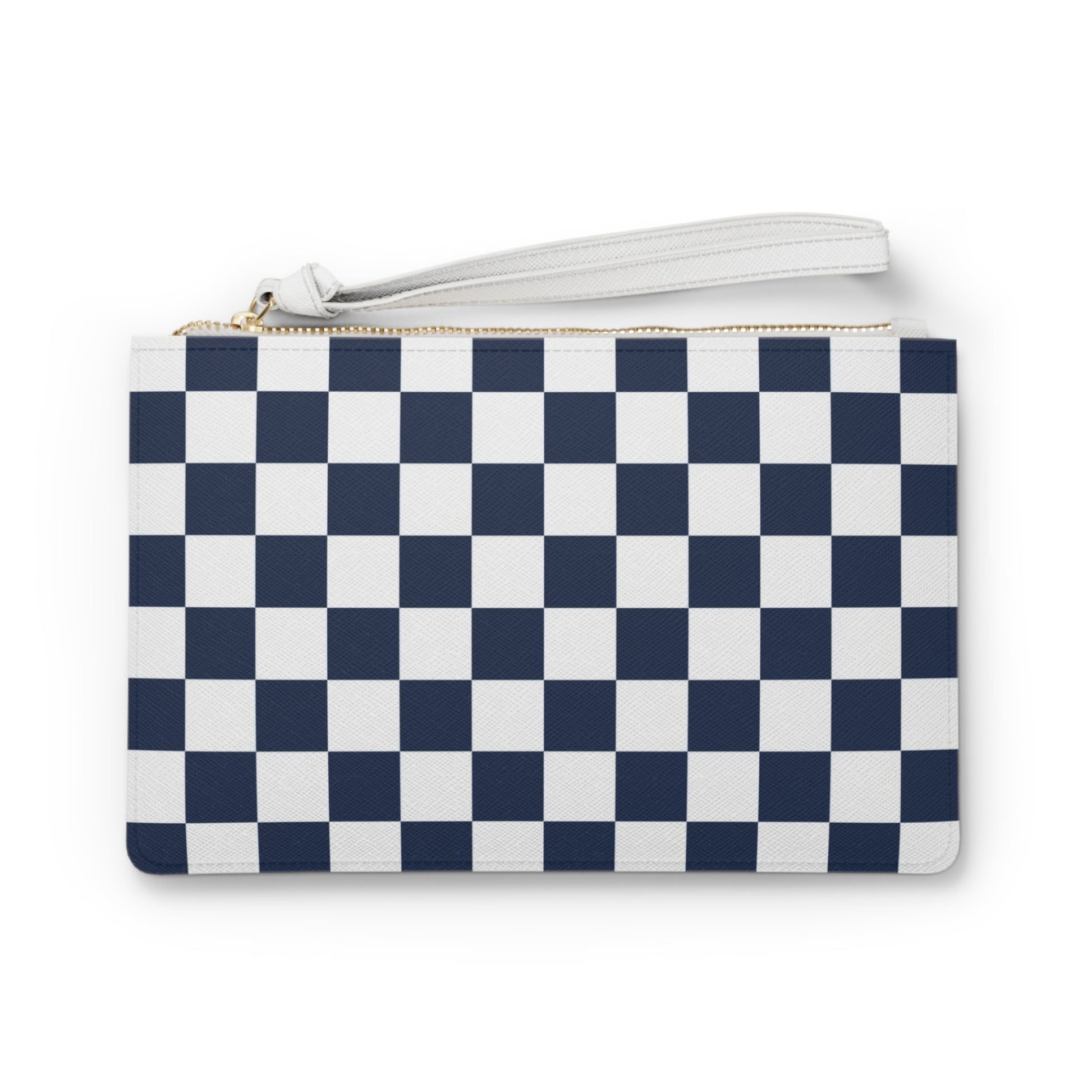 Checkerboard White and Navy Blue Clutch Bag, Artsulli - Art is Long, Life is Short, Bags, Size, One size, , , , , 15950285100835607893
