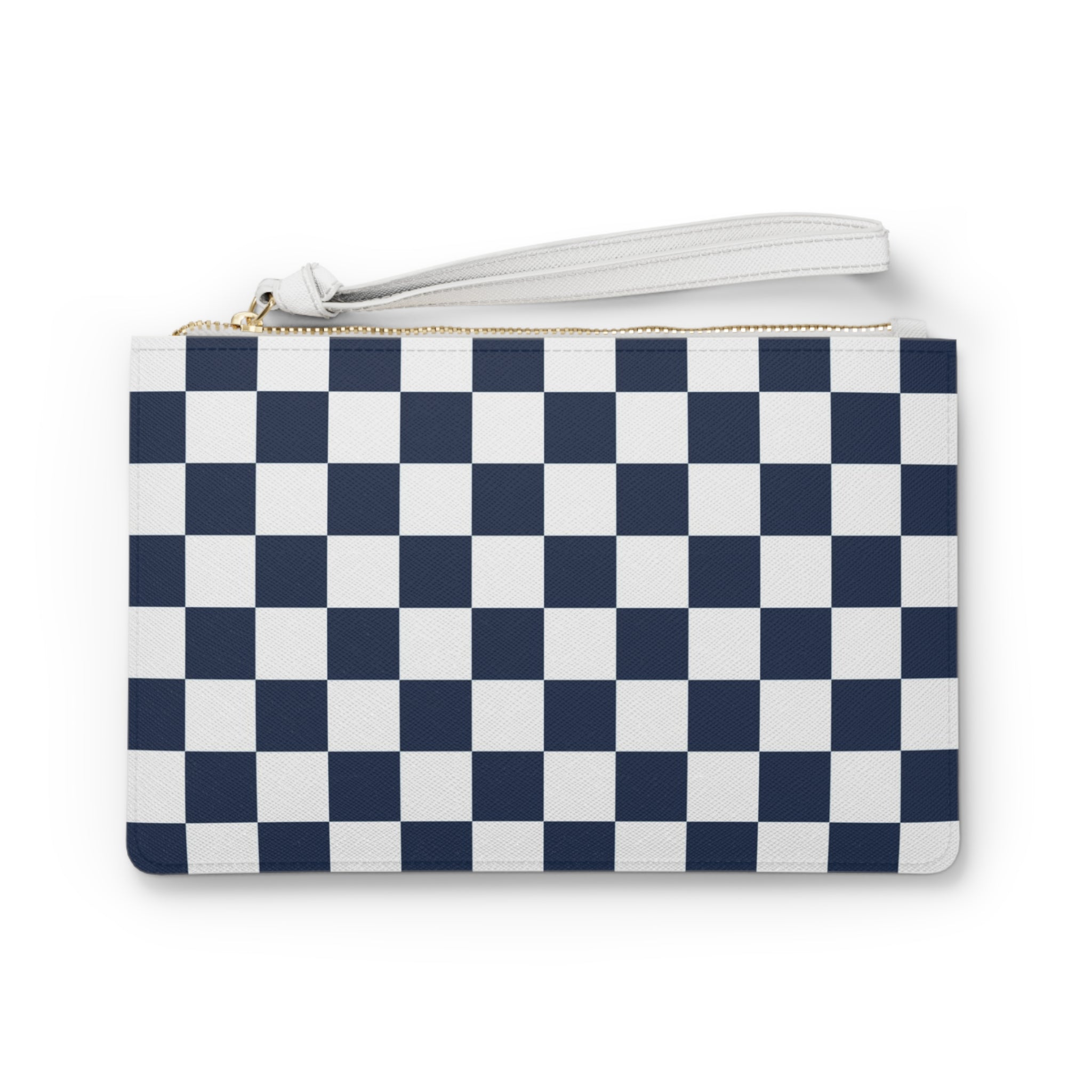 Checkerboard White and Navy Blue Clutch Bag, Artsulli - Art is Long, Life is Short, Bags, Size, One size, , , , , 15950285100835607893