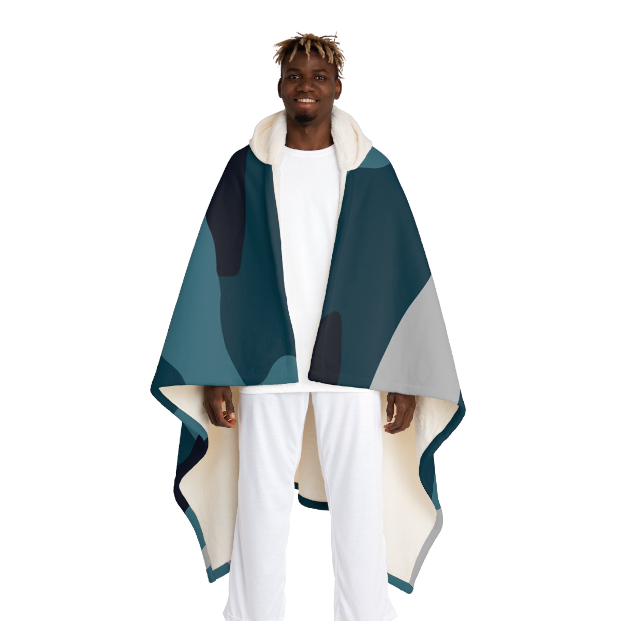 Blue Camouflage Hooded Sherpa Fleece Blanket, Artsulli - Art is Long, Life is Short, All Over Prints, Size, One size, Color, Cream, , , 10586413824924