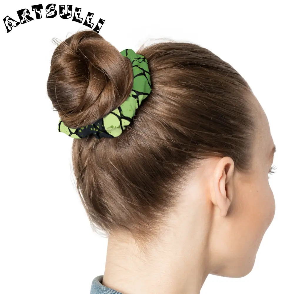 JAKKOUTTHEBXX Snake Skin Green and Black Scrunchie JAKKOUTTHEBXX