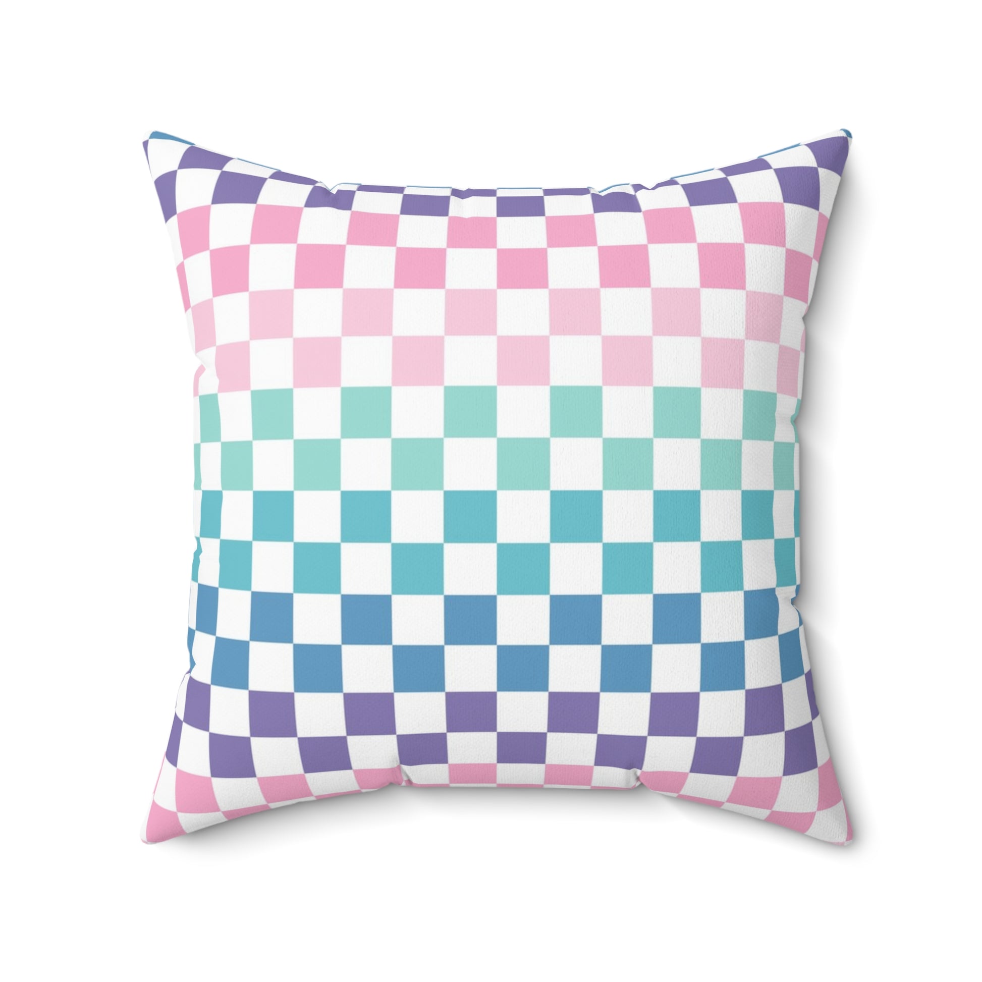 Vaporwave Rainbow  Checkerboard Multi-Color Spun Polyester Square Pillow, Artsulli - Art is Long, Life is Short, Home Decor, , , , , , , 