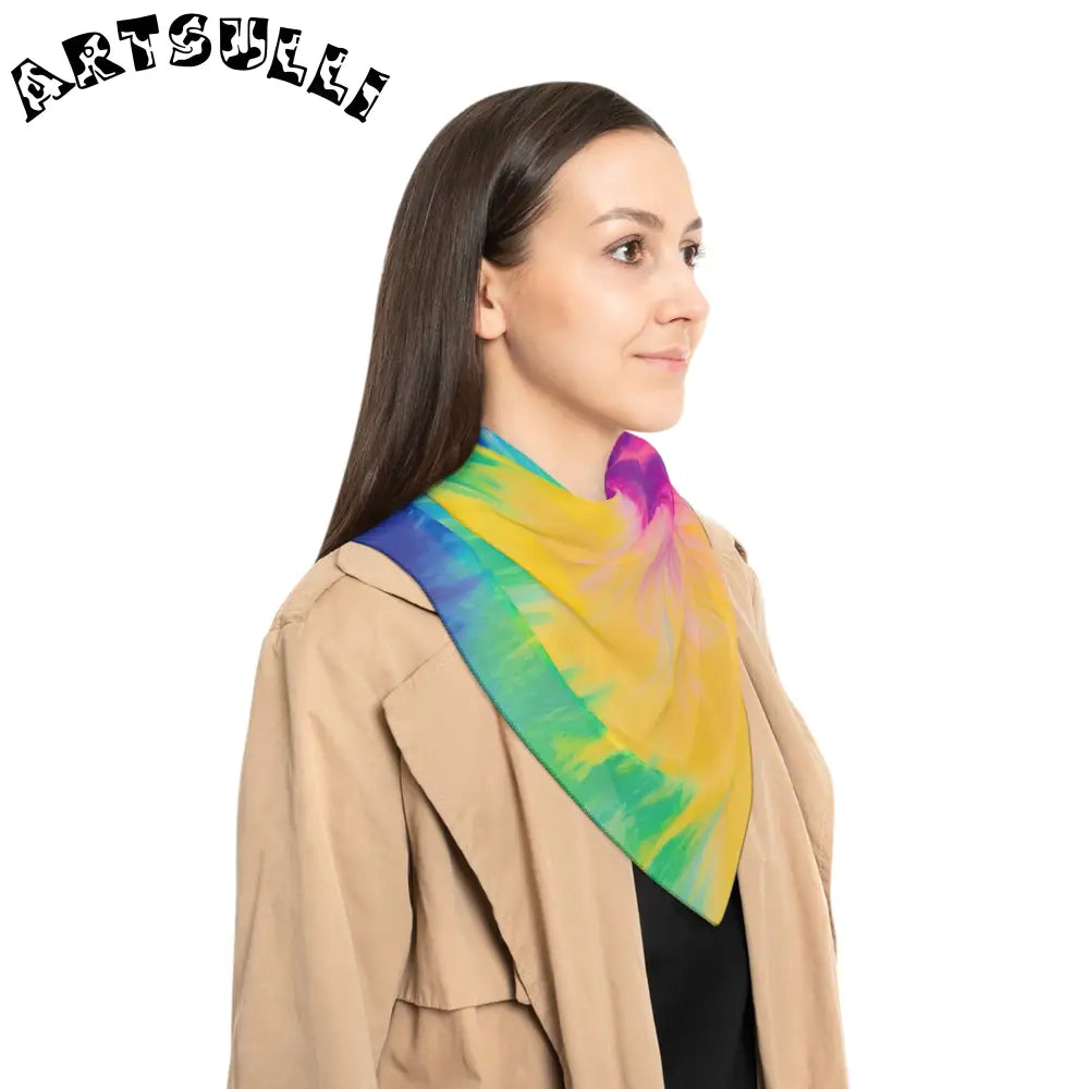 JAKKOUTTHEBXX Rainbow Tie Dye Illustration Printed Scarf 2025