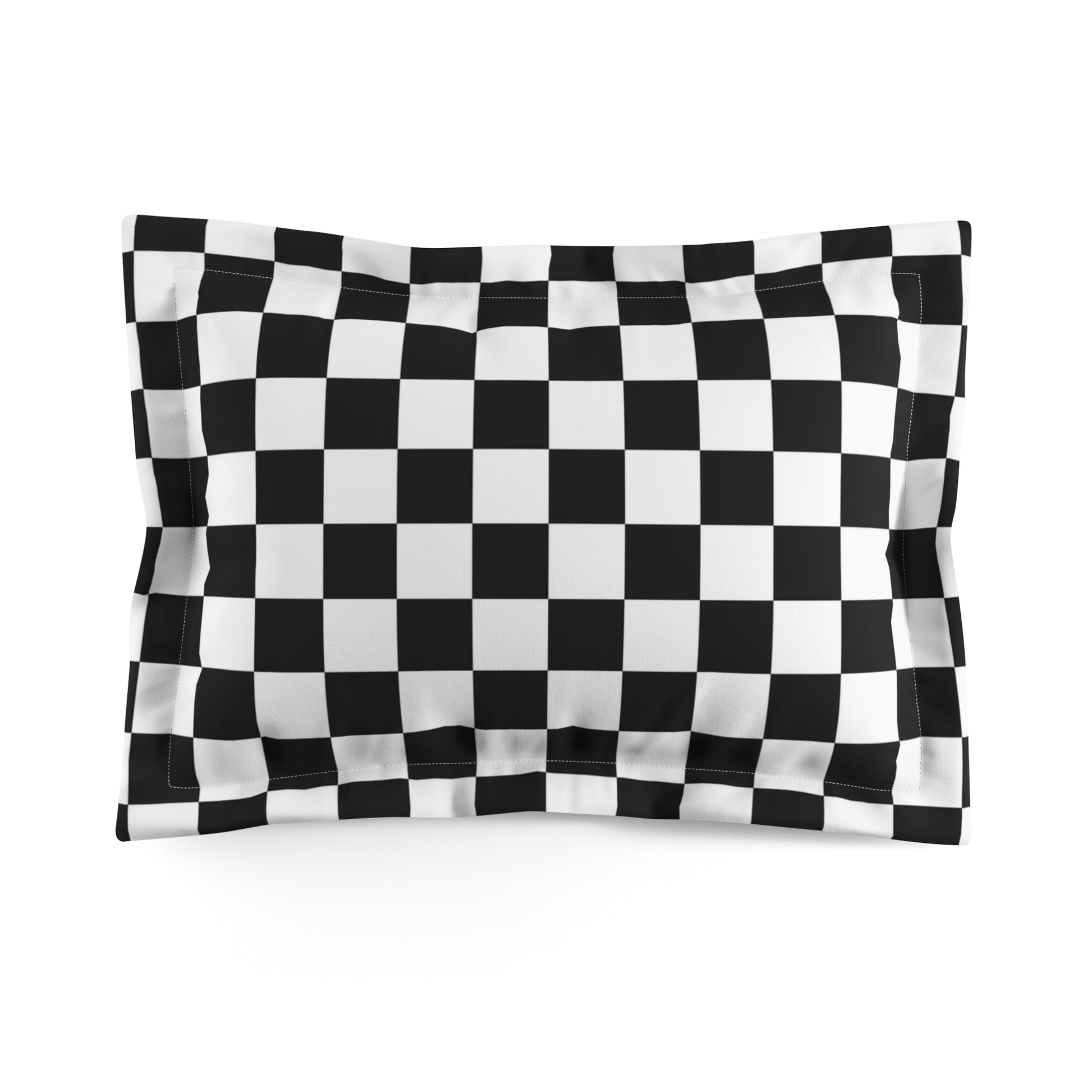 Checkerboard White and Black Microfiber Pillow Sham, Artsulli - Art is Long, Life is Short, Home Decor, Size, Standard, , , , , 10268031898310766114