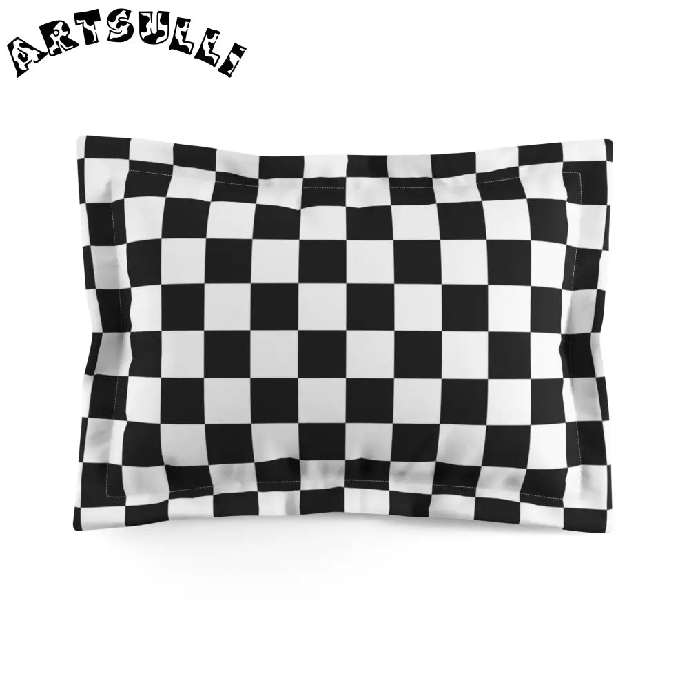 JAKKOUTTHEBXX Checkerboard White and Black Microfiber Pillow Sham