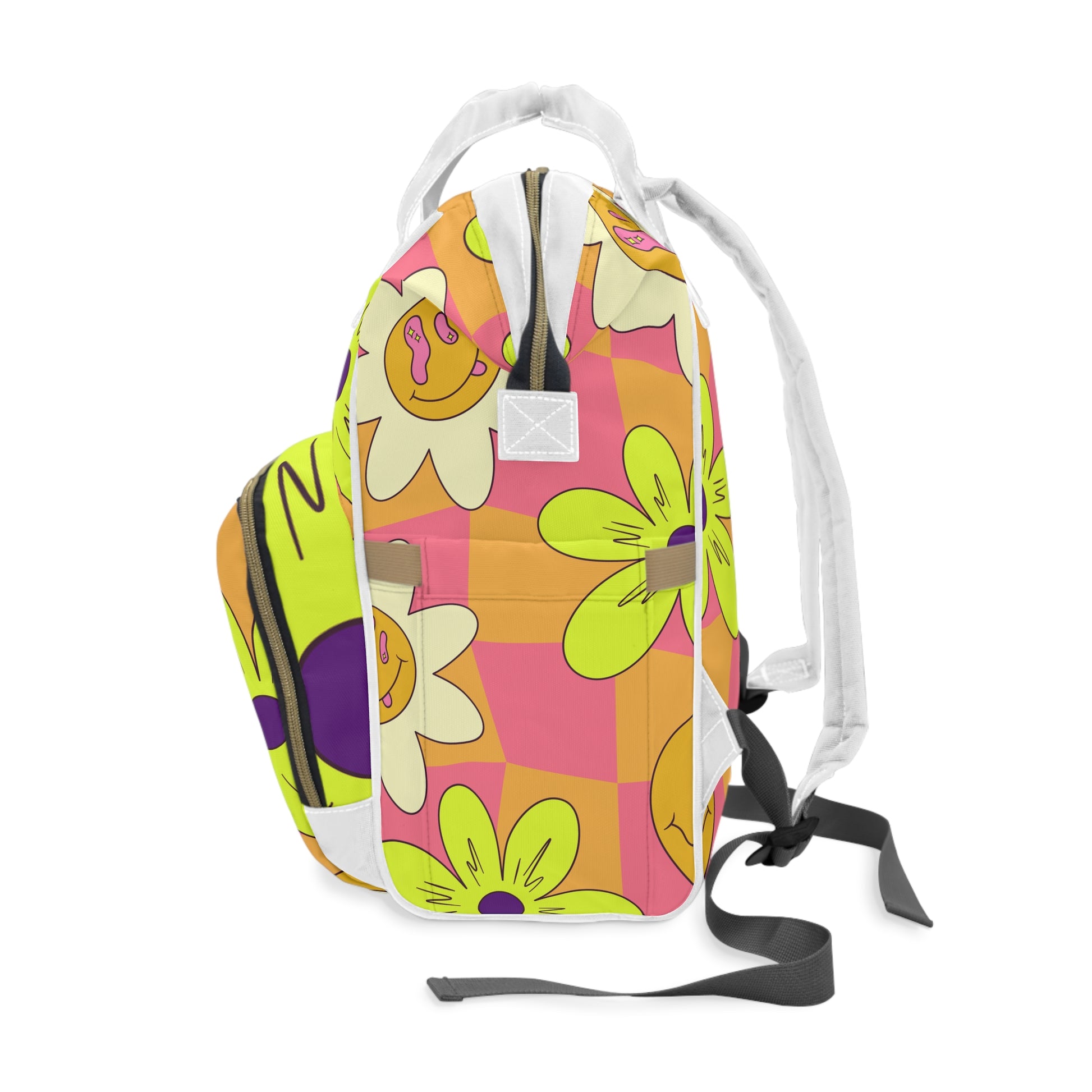 Trippy Sour Face Rave Multifunctional Diaper Backpack, Artsulli - Art is Long, Life is Short, Bags, , , , , , , 
