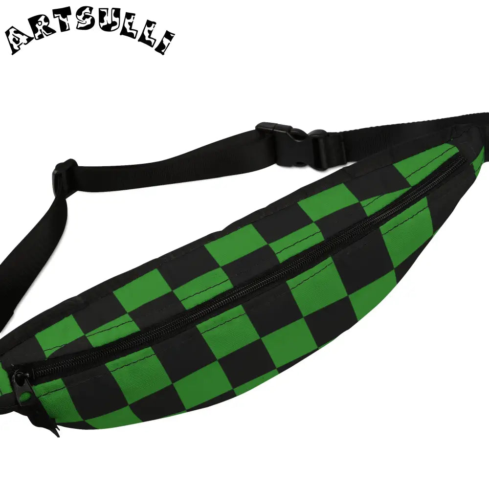 JAKKOUTTHEBXX Checkerboard Green and Black Fanny Pack JAKKOUTTHEBXX