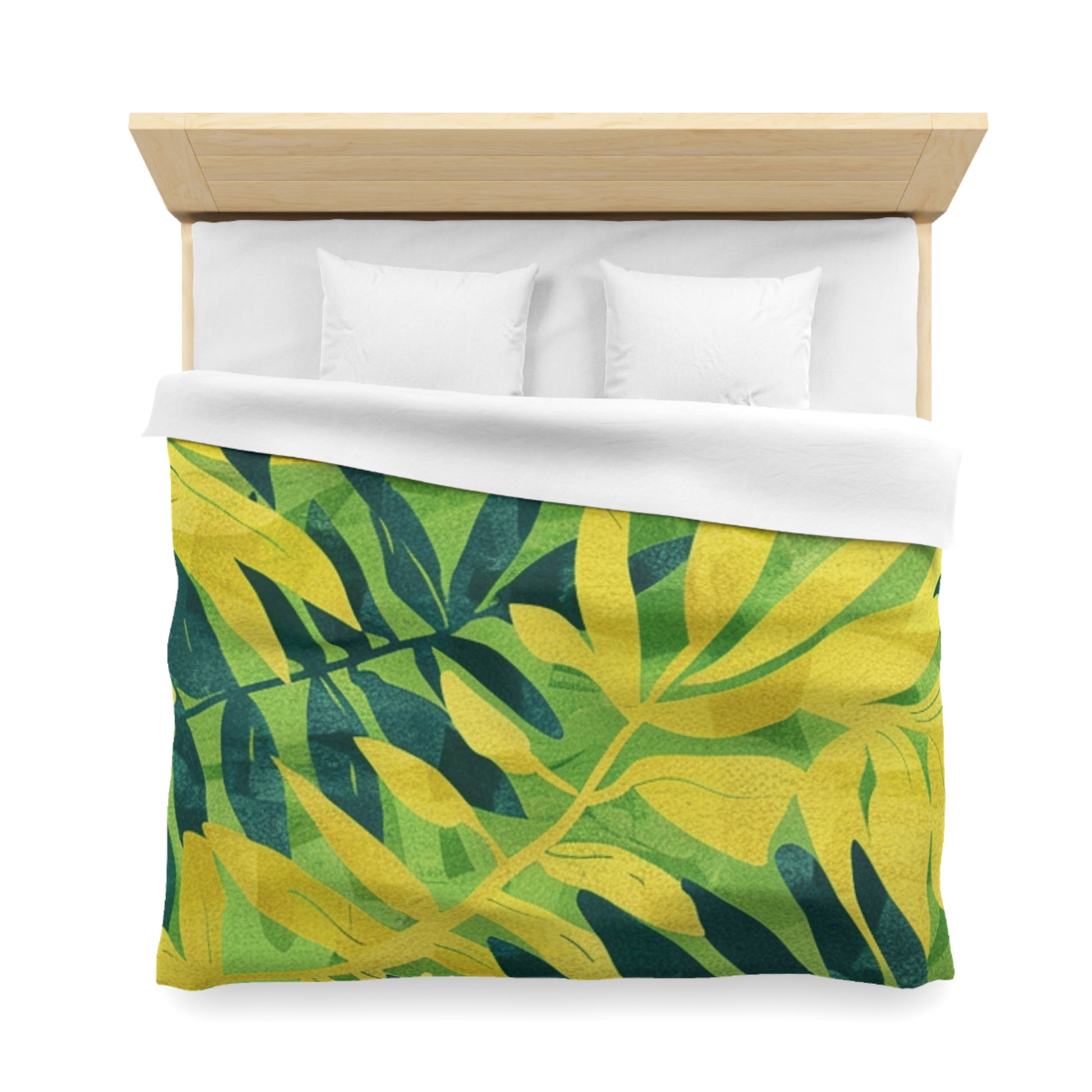 Green Leaf x Yellow Leaf x Tropical x Jungle Microfiber Duvet Cover, Artsulli - Art is Long, Life is Short, Home Decor, , , , , , , 