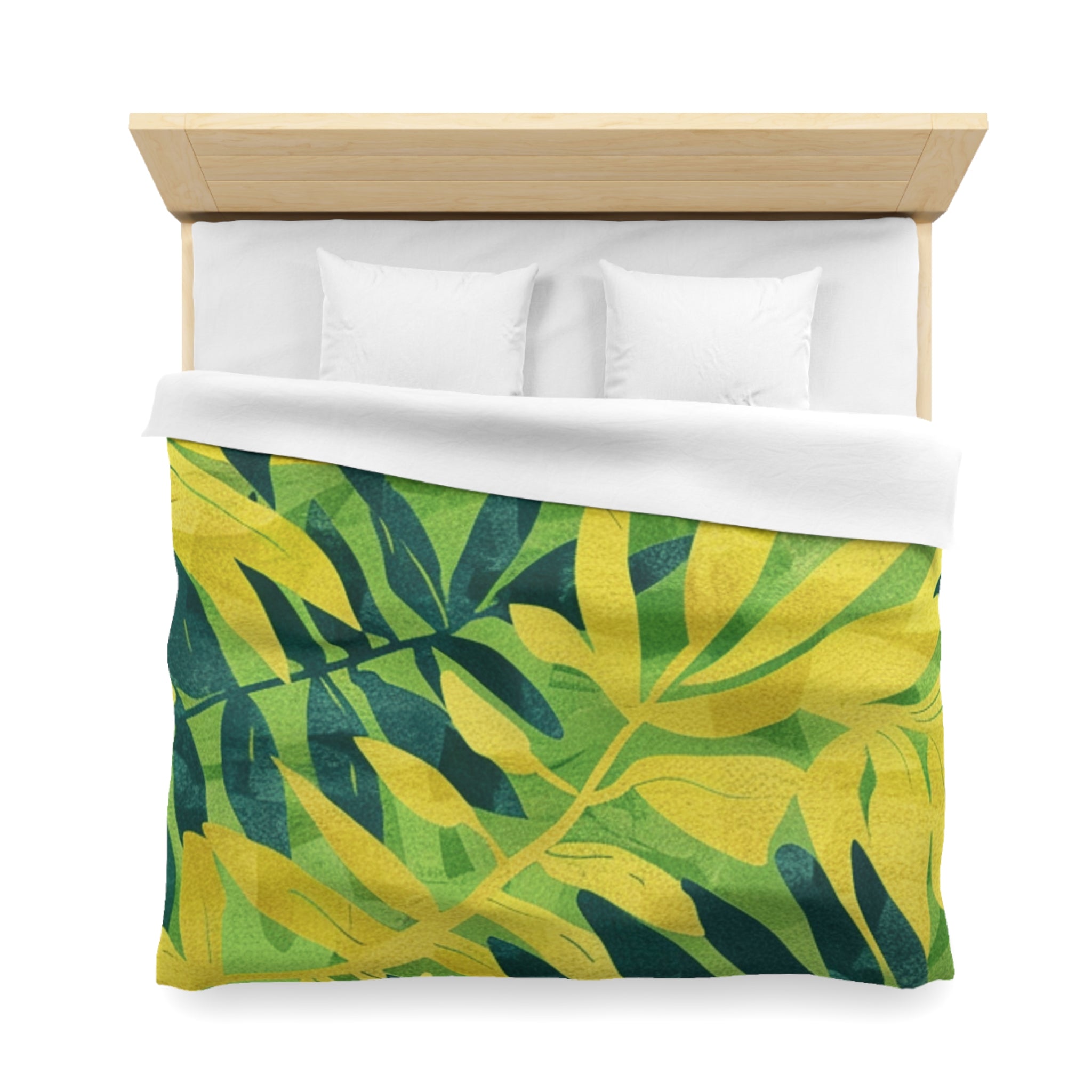 Green Leaf x Yellow Leaf x Tropical x Jungle Microfiber Duvet Cover, Artsulli - Art is Long, Life is Short, Home Decor, , , , , , , 