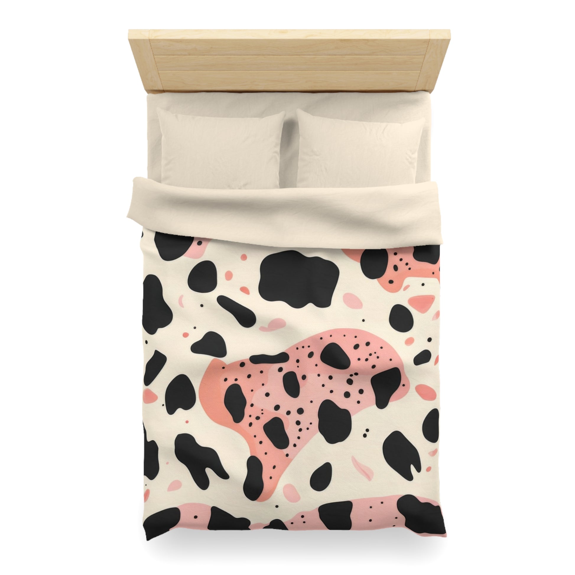 Organic Cow Print Cream and Pink Microfiber Duvet Cover, Artsulli - Art is Long, Life is Short, Home Decor, , , , , , , 