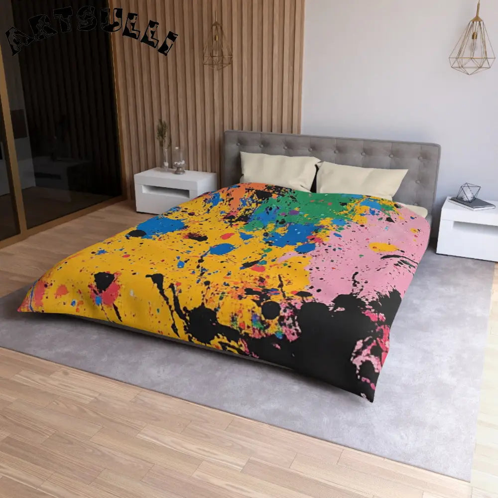 JAKKOUTTHEBXX The Colors Of Paint Splatter Microfiber Duvet Cover