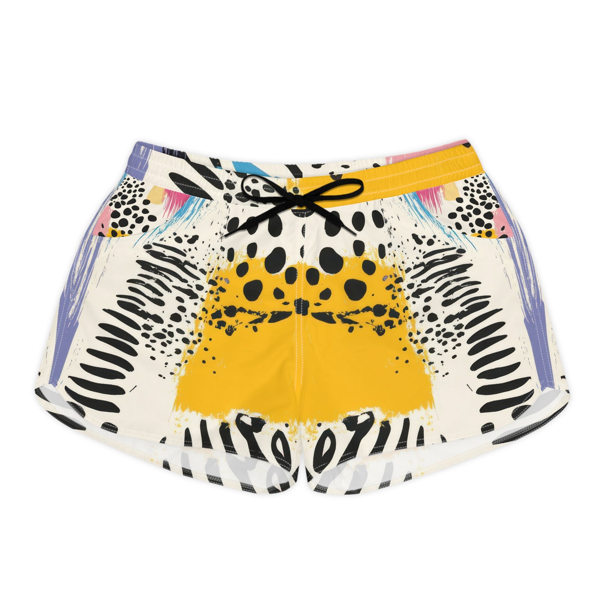 Rae Zebra Rhapsody II Women's Casual Shorts (AOP), Artsulli - Art is Long, Life is Short, All Over Prints, Size, S, Color, Black drawstring, , , 70009817414993907936