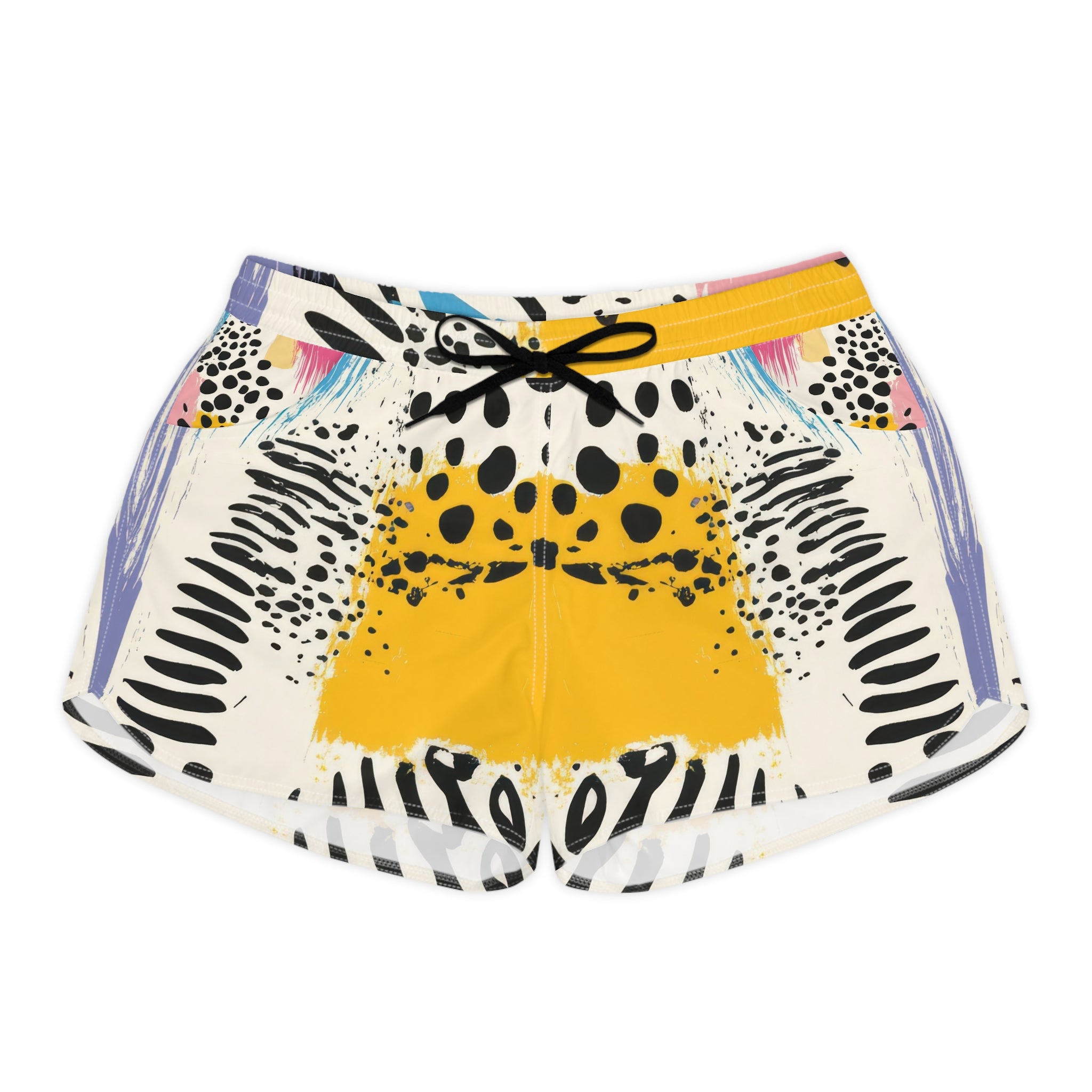 Rae Zebra Rhapsody II Women's Casual Shorts (AOP), Artsulli - Art is Long, Life is Short, All Over Prints, Size, S, Color, Black drawstring, , , 70009817414993907936
