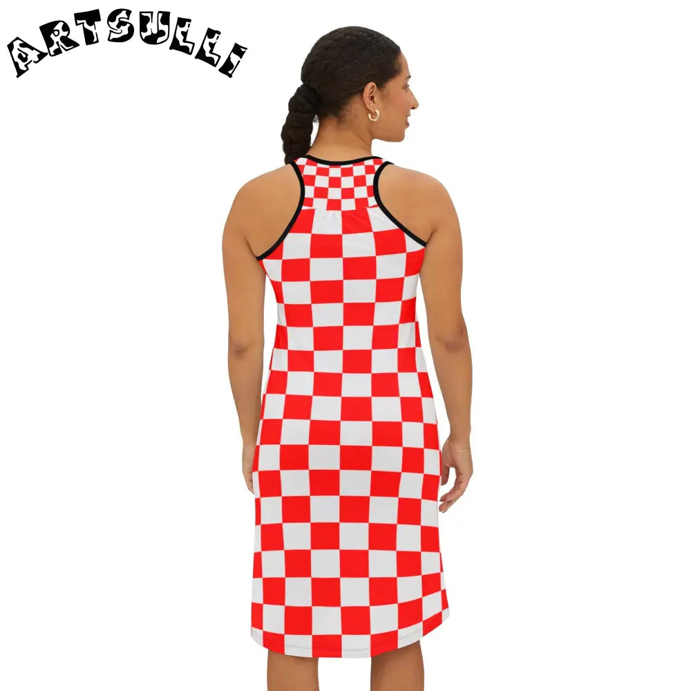 JAKKOUTTHEBXX Checkerboard Red and White Women’s Racerback Dress