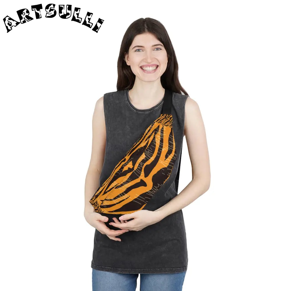 JAKKOUTTHEBXX Tiger Scratches Orange & Black Large Fanny Pack