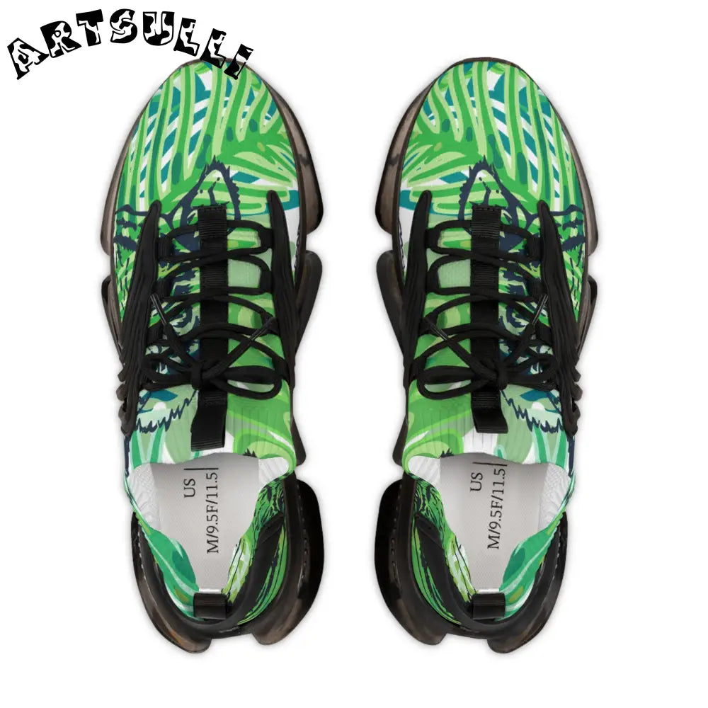 JAKKOUTTHEBXX Tropical Jungle Tigers Lime Green Men’s Mesh Sneakers