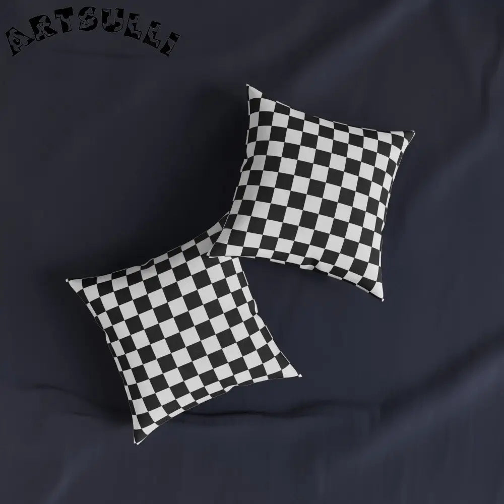 JAKKOUTTHEBXX Checkerboard White and Black Square Pillow