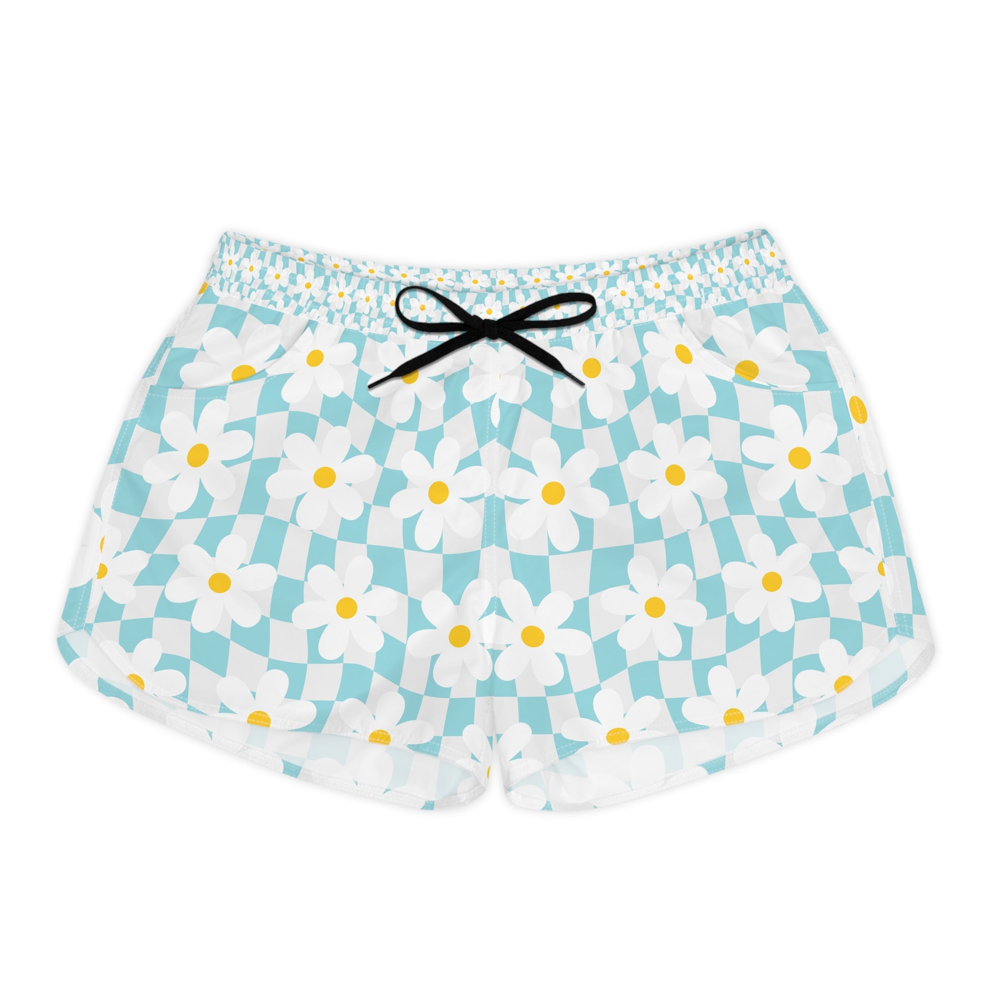 Trippy Check Garden Women's Casual Shorts (AOP), Artsulli - Art is Long, Life is Short, All Over Prints, Size, S, Color, Black drawstring, , , 29755929637208999856