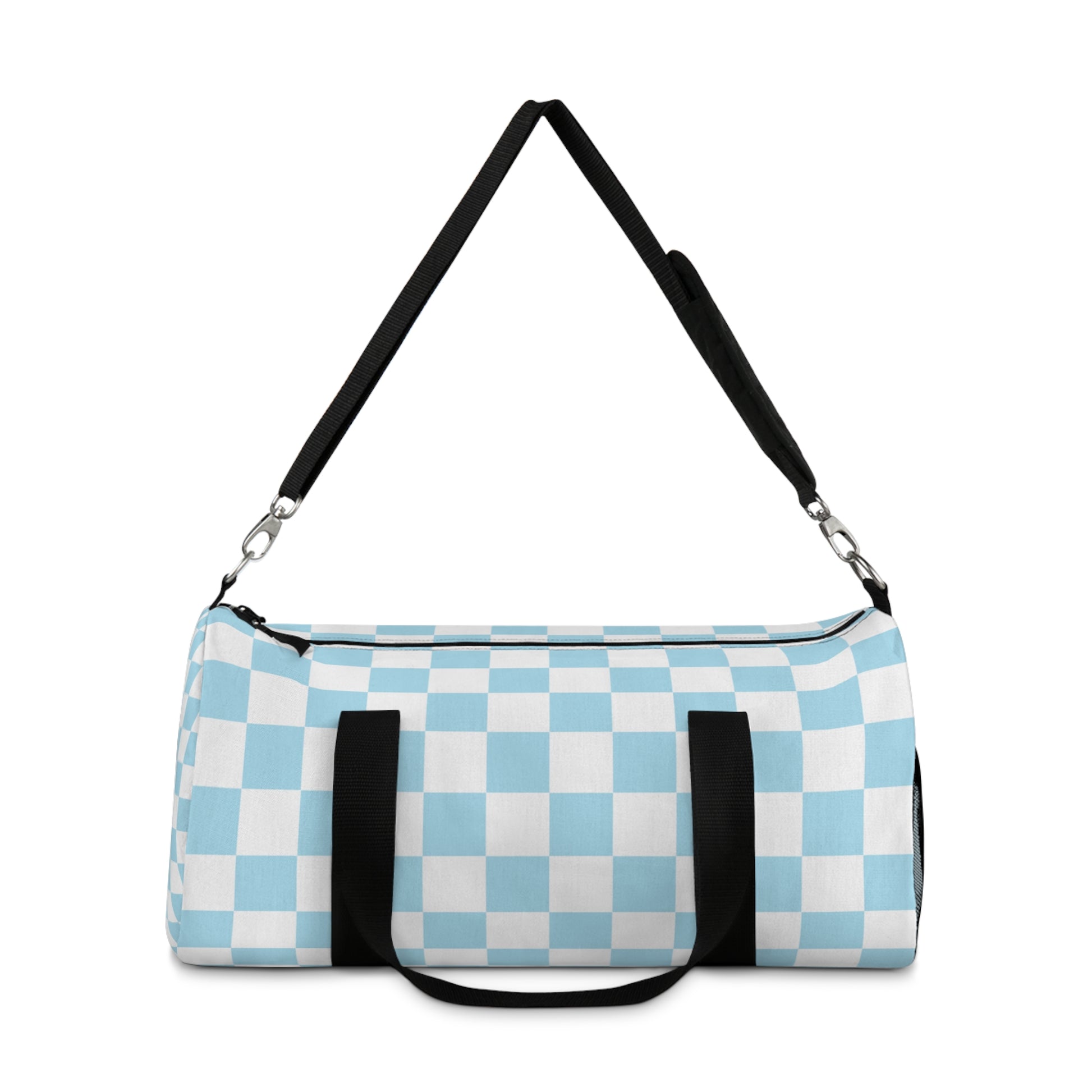 Checkerboard Sky Blue Duffel Bag, Artsulli - Art is Long, Life is Short, Bags, , , , , , , 