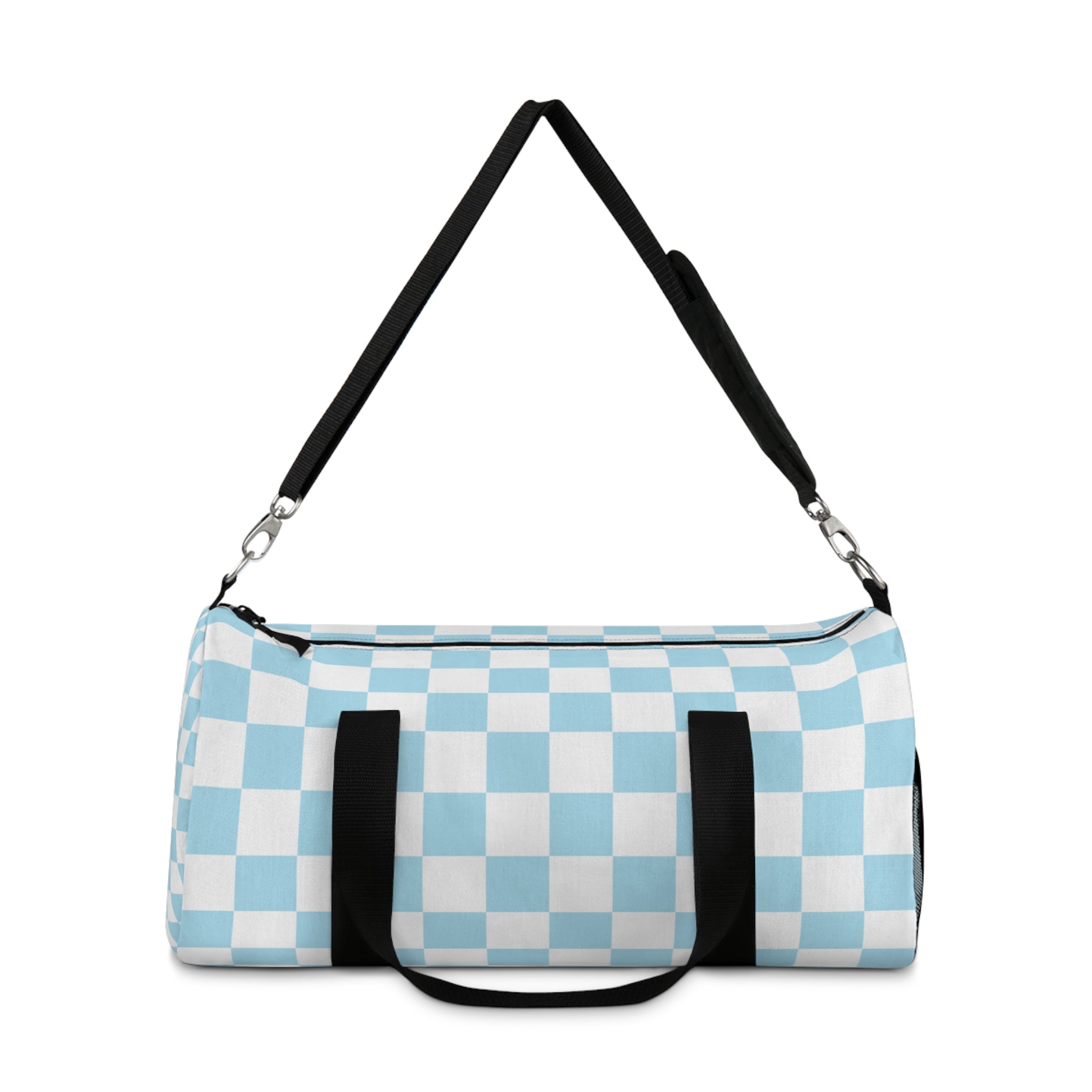 Checkerboard Sky Blue Duffel Bag, Artsulli - Art is Long, Life is Short, Bags, , , , , , , 