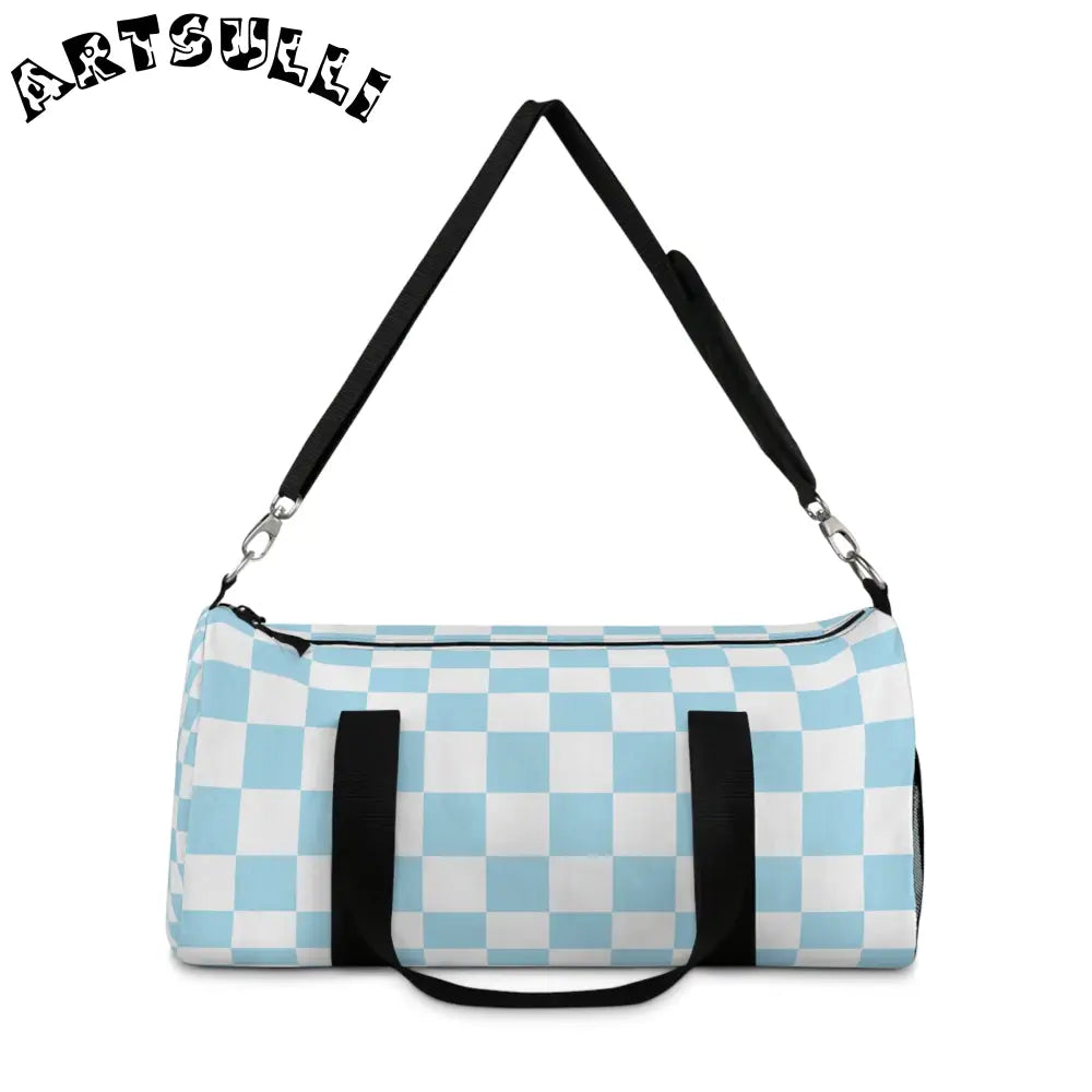 JAKKOUTTHEBXX Checkerboard Sky Blue Duffel Bag JAKKOUTTHEBXX