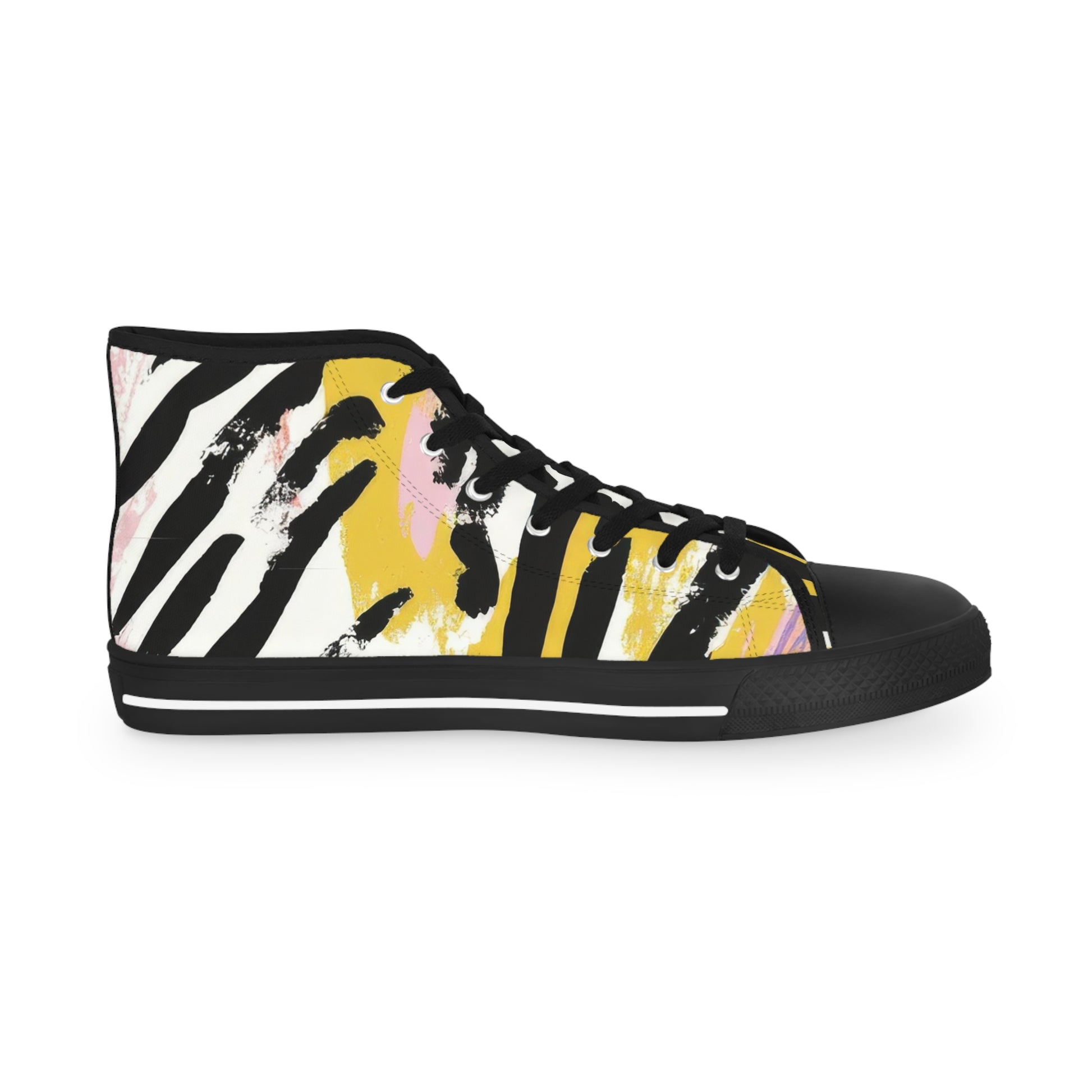 Wild Zebra Stripes x Paint Brush Strokes Multi-Color II Men's High Top Sneakers, Artsulli - Art is Long, Life is Short, Shoes, , , , , , , 