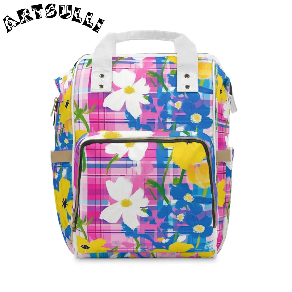 JAKKOUTTHEBXX Plaid Garden Pink and Purple Multifunctional Diaper