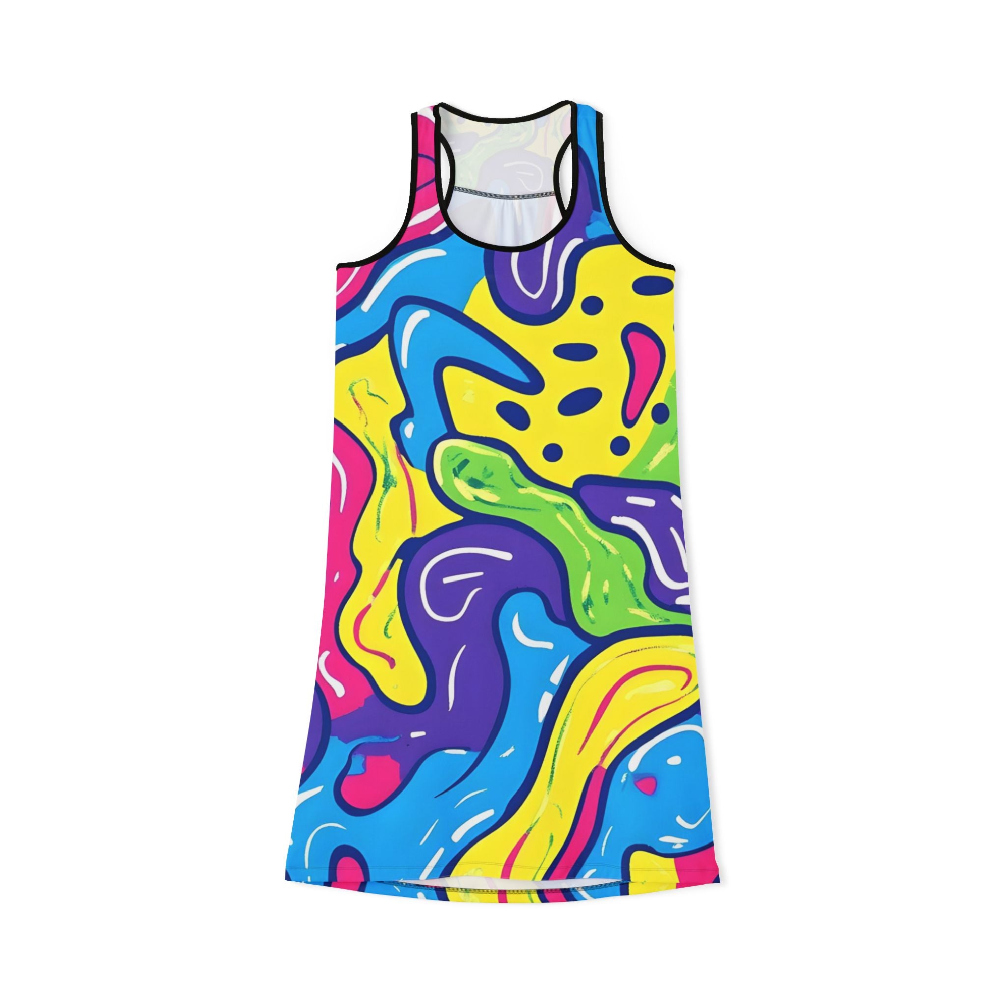 90s Trippy Slime Women's Racerback Dress (AOP), Artsulli - Art is Long, Life is Short, Tank Top, Size, XS, Color, Black, , , 23956206775338424564