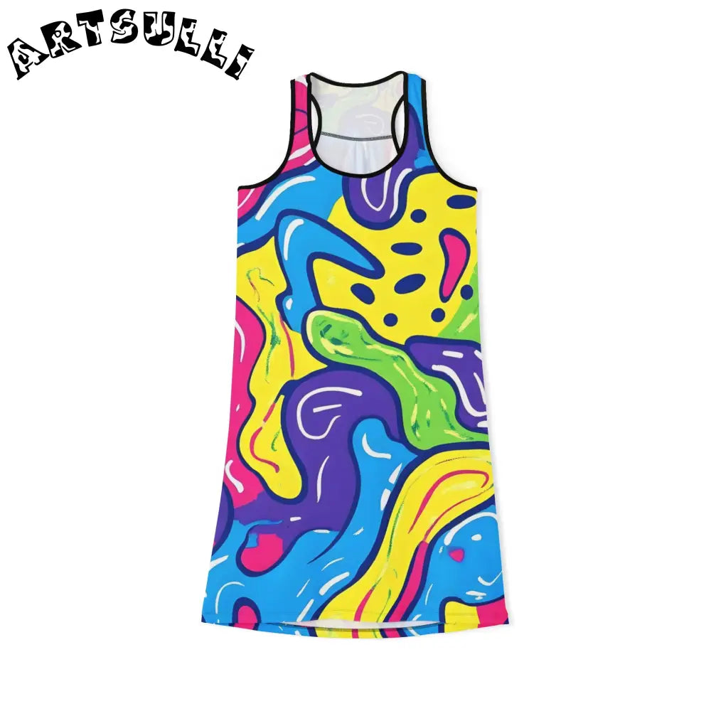 90s Trippy Slime Women's Racerback Dress (AOP), Artsulli - Art is Long, Life is Short, Tank Top, Size, XS, Color, Black, , , 23956206775338424564