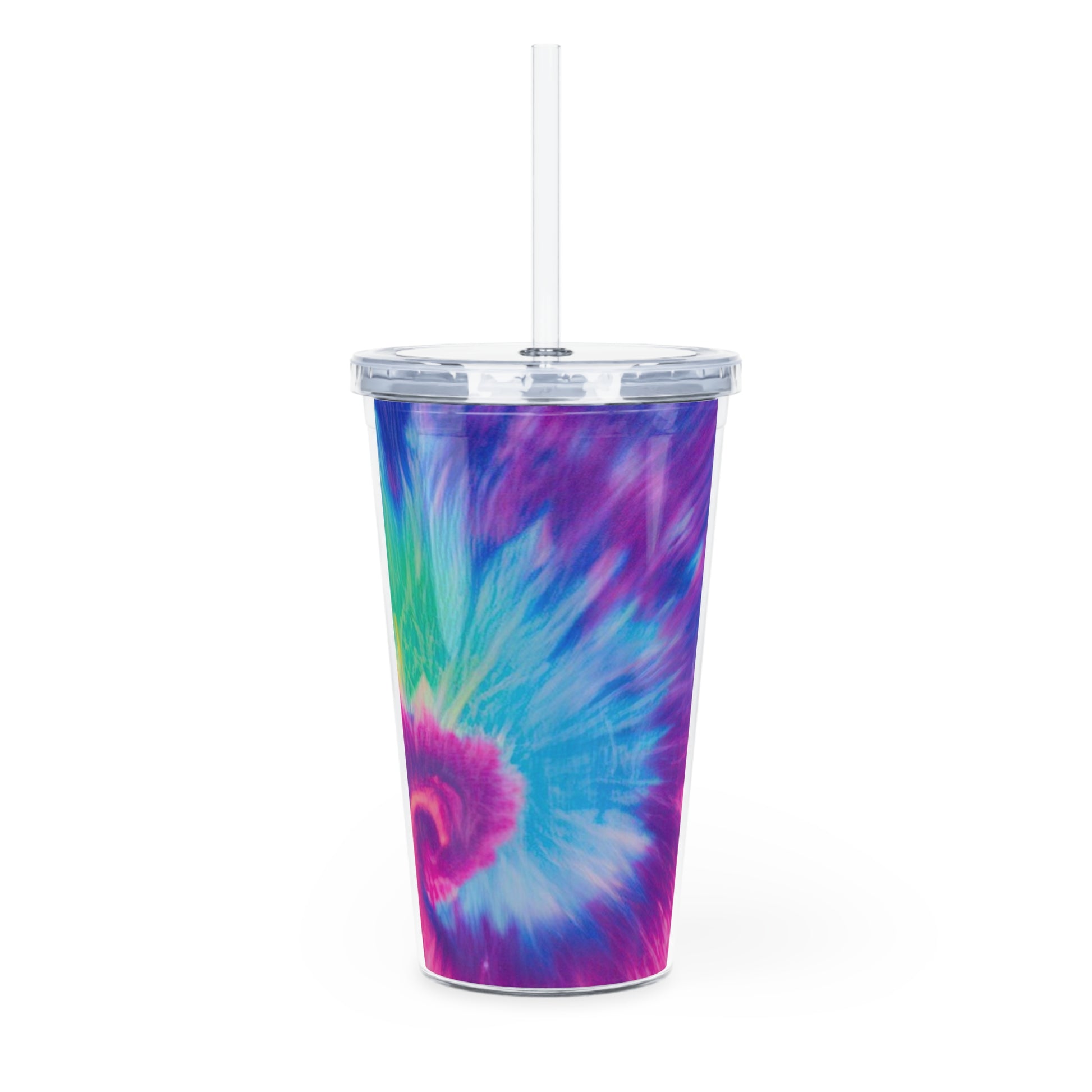 Psychedelic Tie Dye Plastic Tumbler with Straw, Artsulli - Art is Long, Life is Short, Mug, , , , , , , 