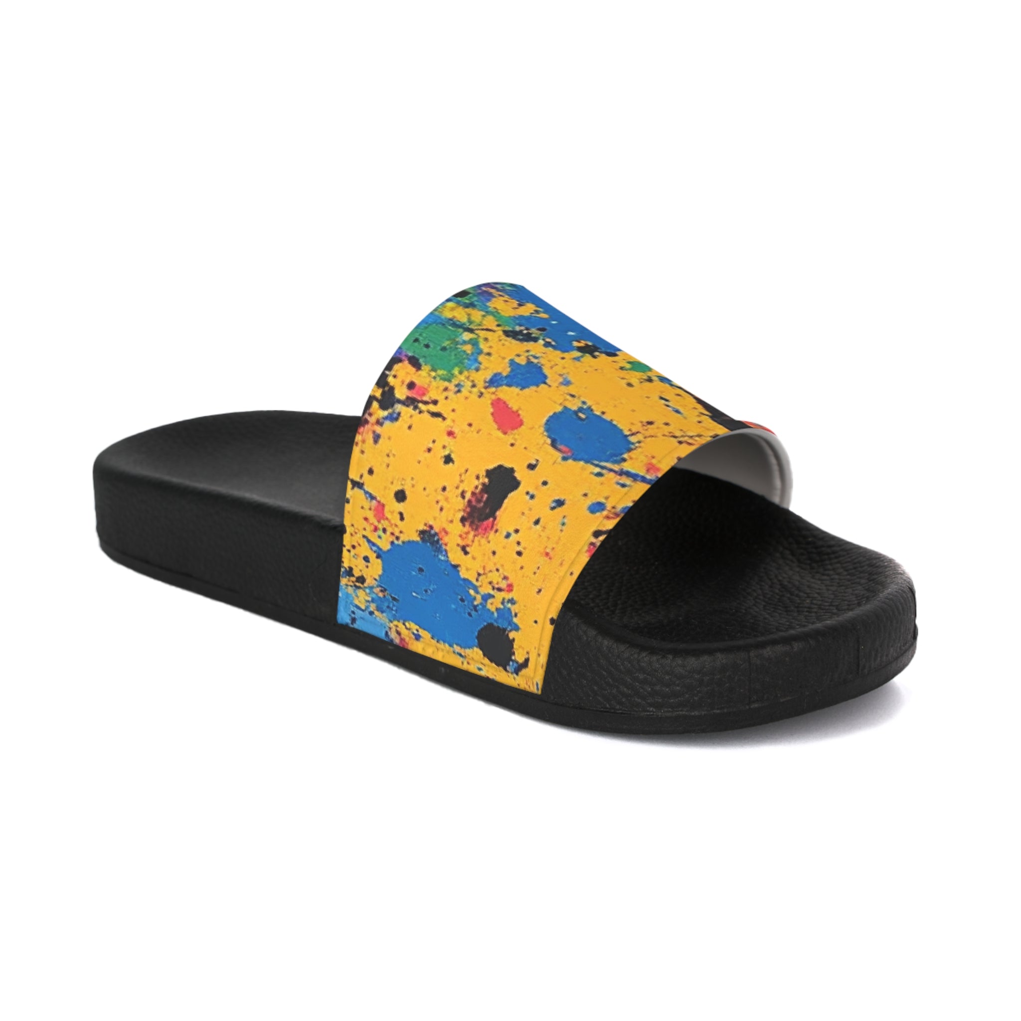 The Colors Of Paint Splatter Women's Slide Sandals, Artsulli - Art is Long, Life is Short, Shoes, Color, Black sole, Size, US 5, , , 12900275201237