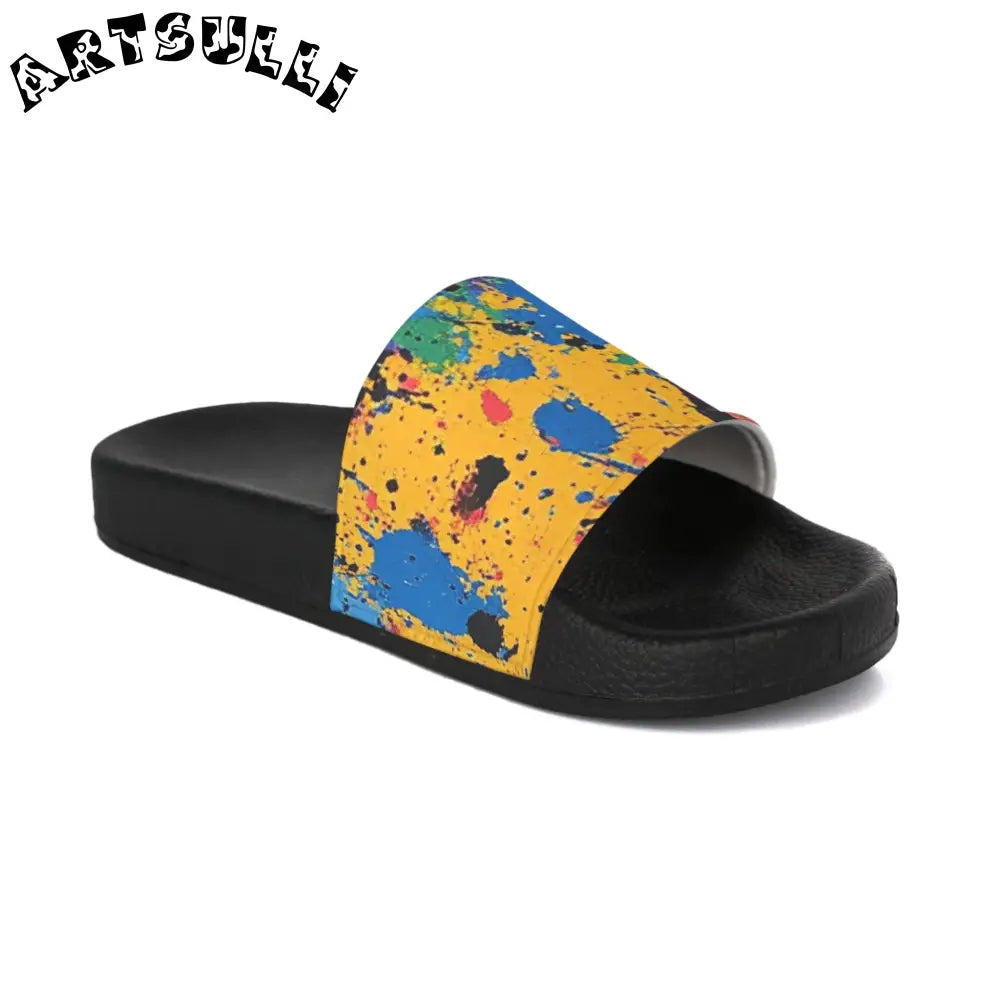 JAKKOUTTHEBXX The Colors Of Paint Splatter Women’s Slide Sandals