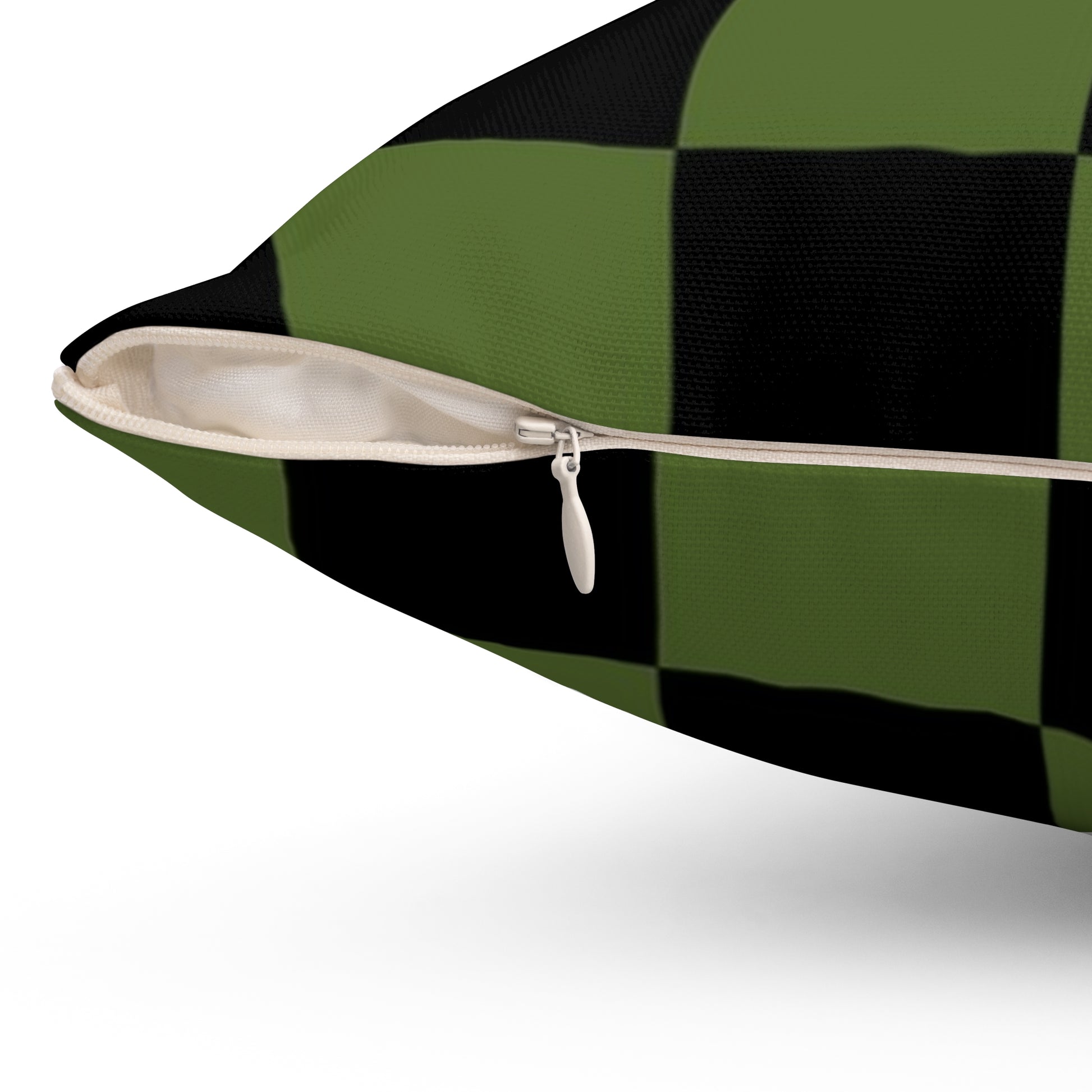 Checkerboard Olive Green and Black Spun Polyester Square Pillow, Artsulli - Art is Long, Life is Short, Home Decor, , , , , , , 