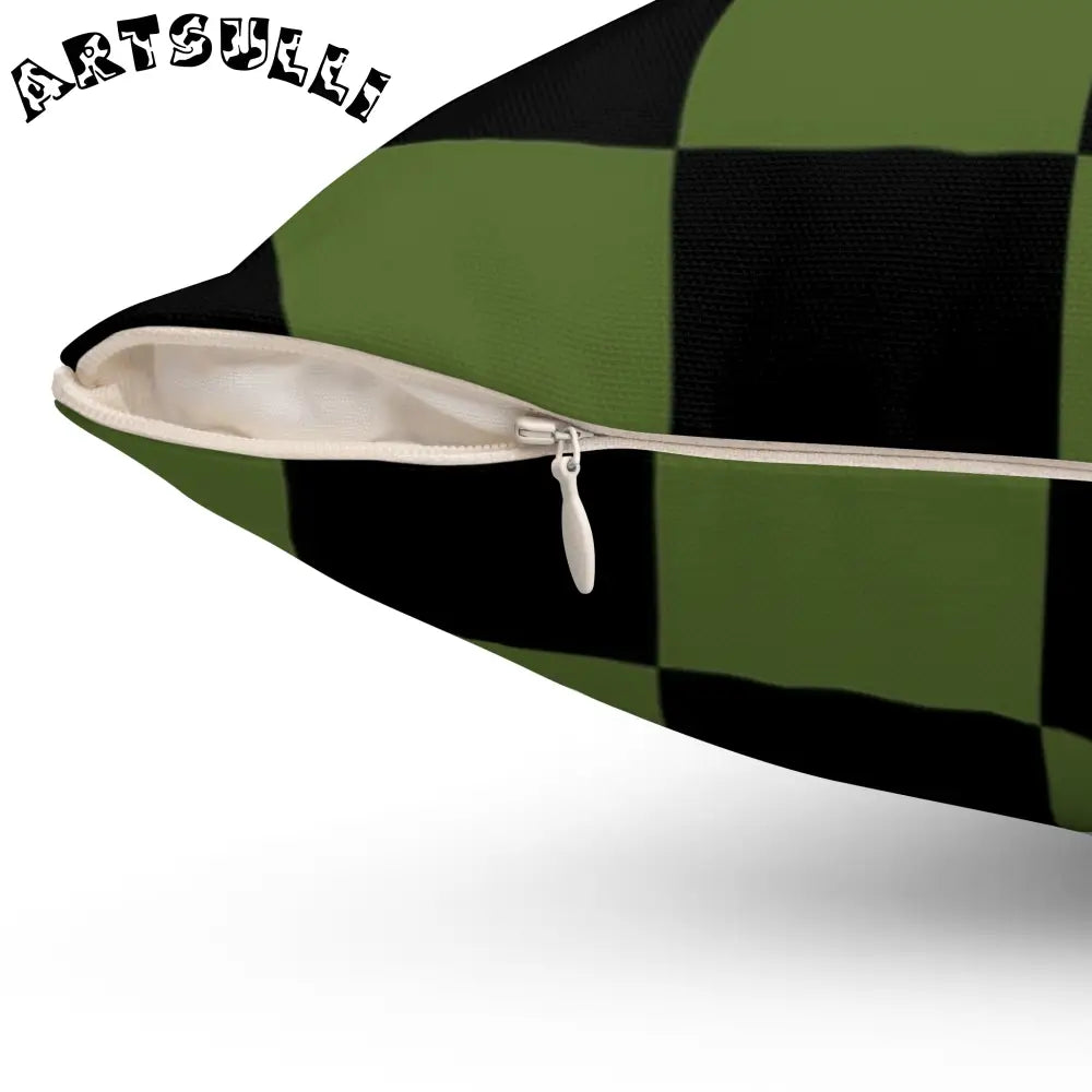 JAKKOUTTHEBXX Checkerboard Olive Green and Black Spun Polyester