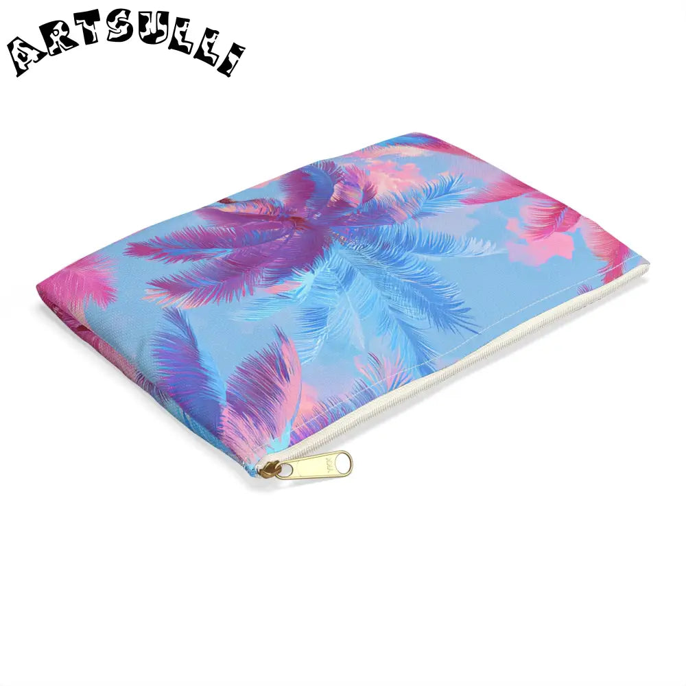 JAKKOUTTHEBXX Ethereal Pastel Palms II Blue and Pink Accessory Pouch