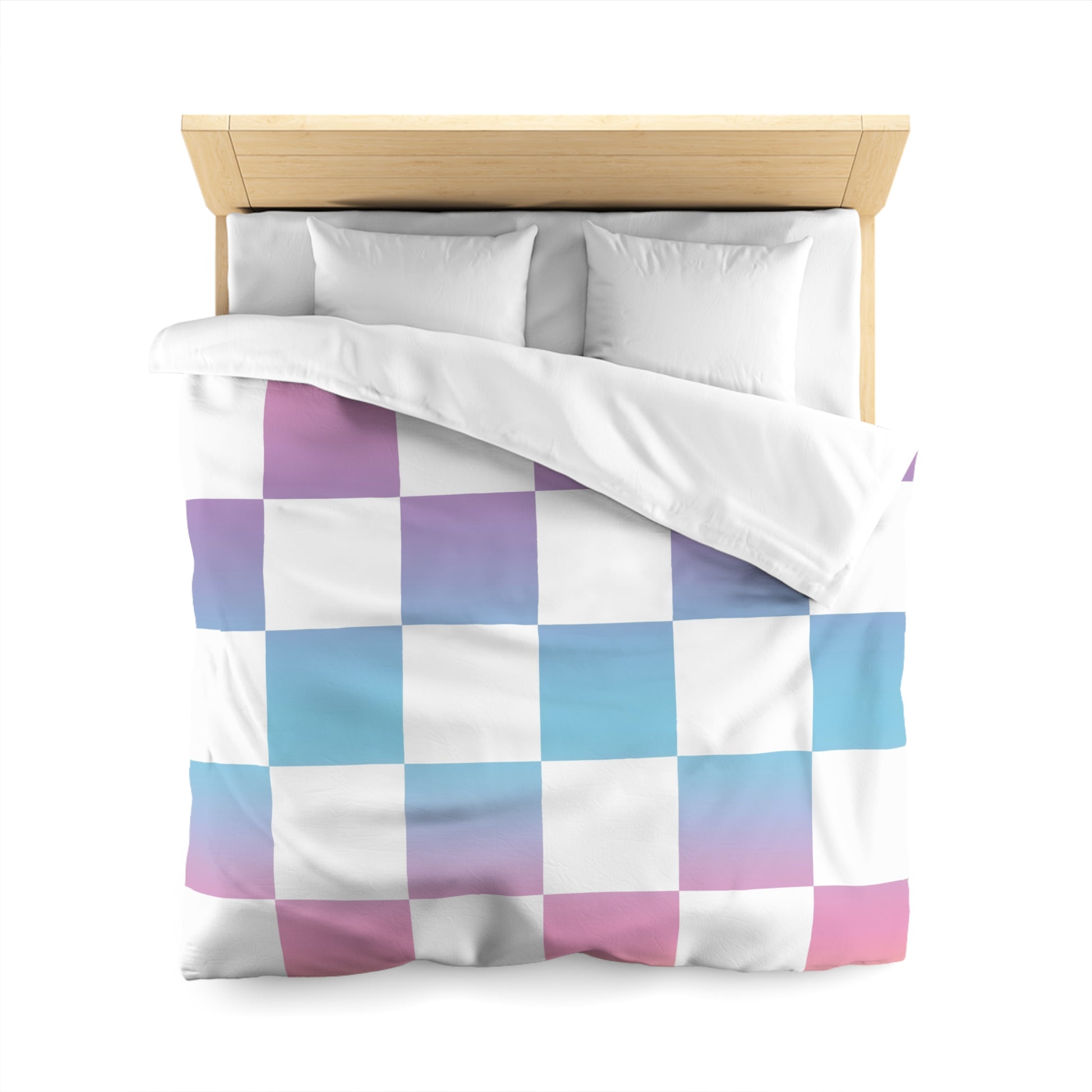 Vaporwave Check Microfiber Duvet Cover, Artsulli - Art is Long, Life is Short, Home Decor, , , , , , , 