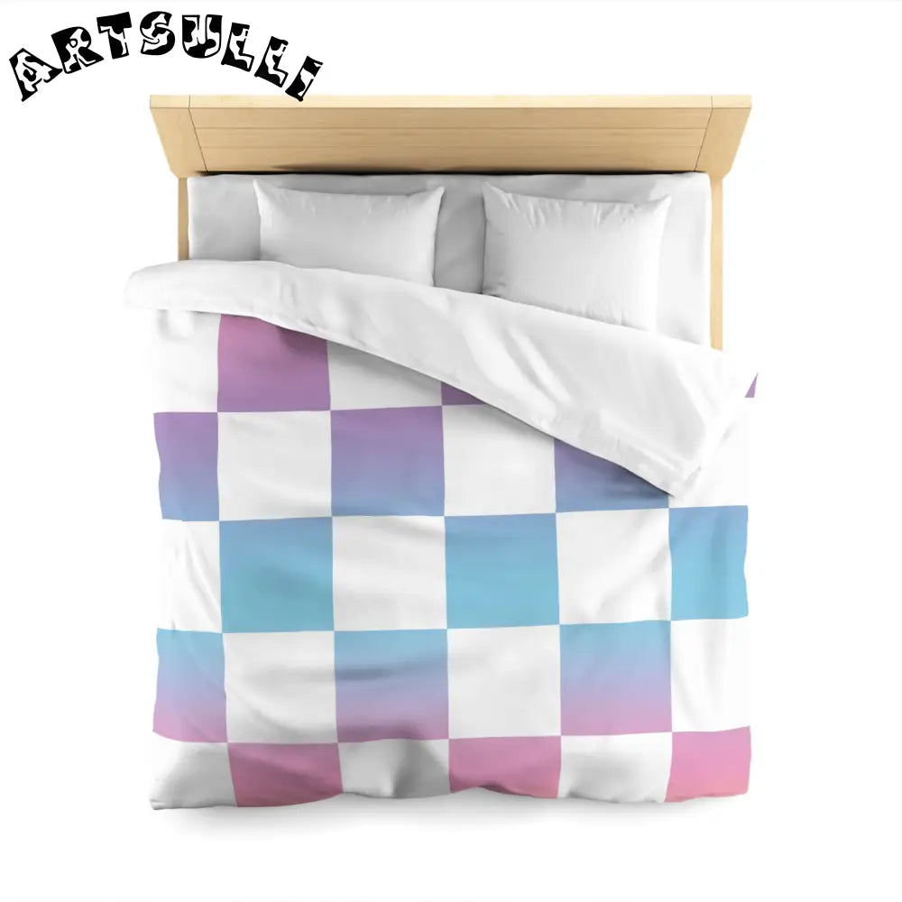JAKKOUTTHEBXX Vaporwave Check Microfiber Duvet Cover JAKKOUTTHEBXX