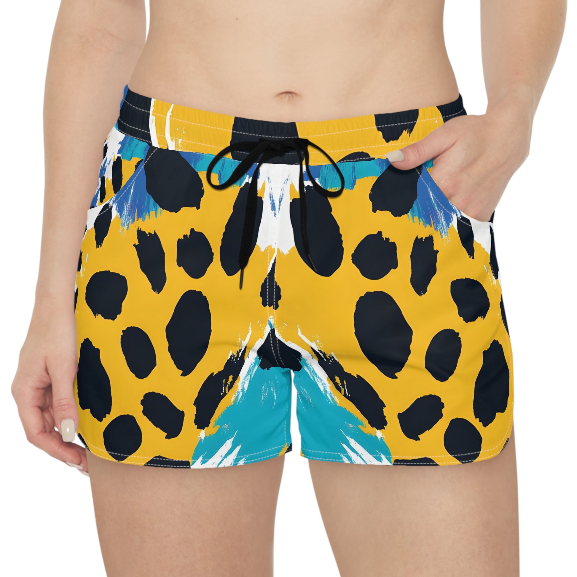 Leopard Print x Paint Brush Strokes Multi-Color Women's Casual Shorts (AOP), Artsulli - Art is Long, Life is Short, All Over Prints, , , , , , , 